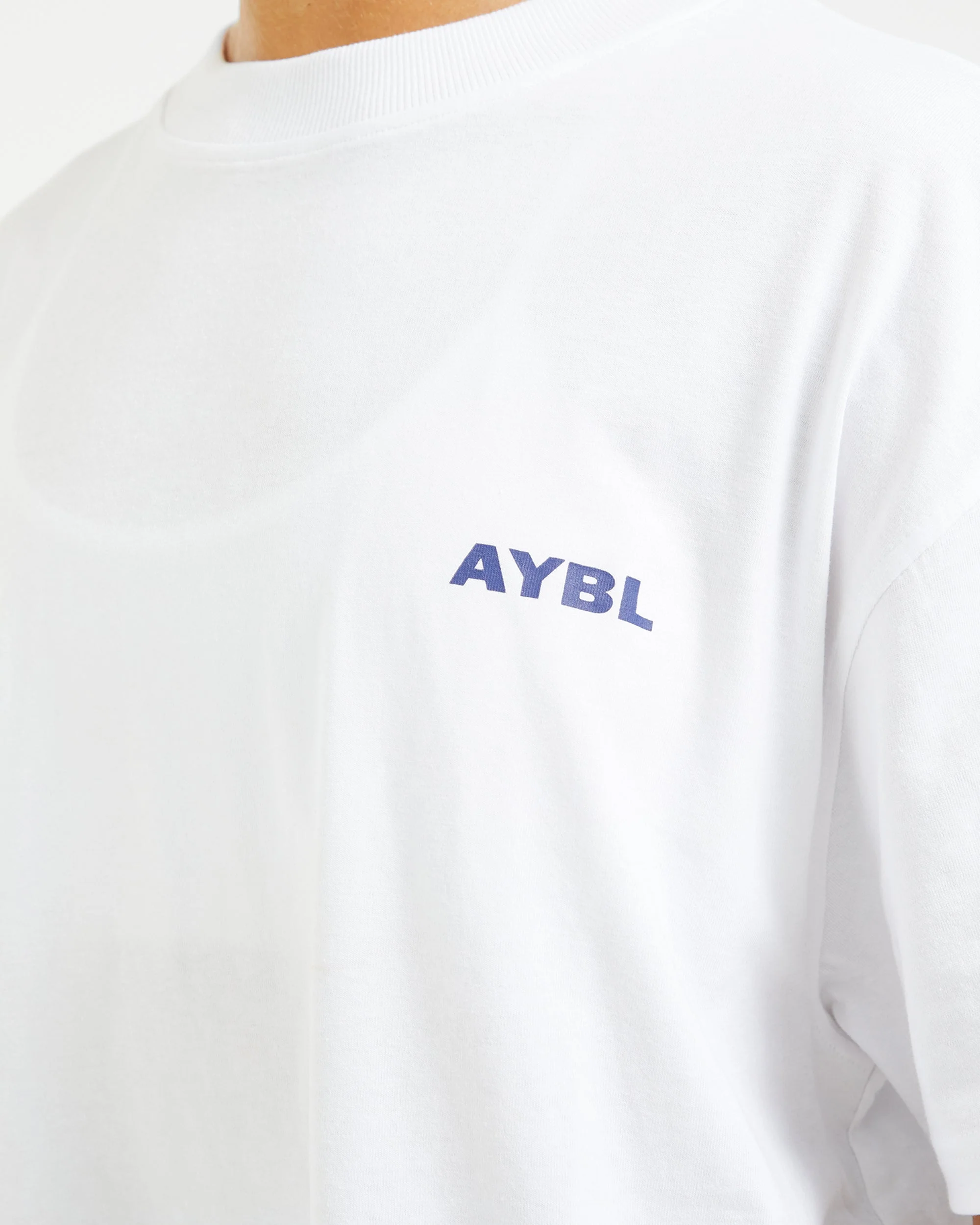 AYBL Lift Italic Oversized T Shirt - Blanc/Navy - Image 5
