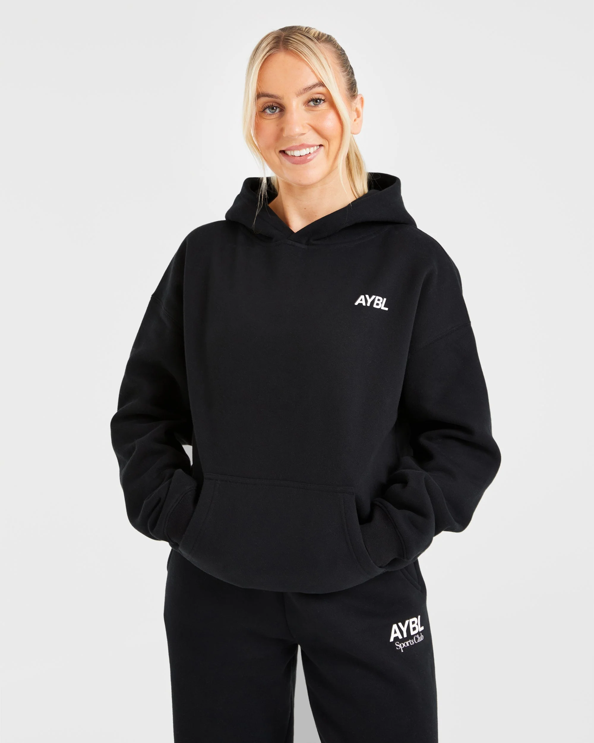AYBL Sports Club Oversized Hoodie - Noir/Blanc - Image 2