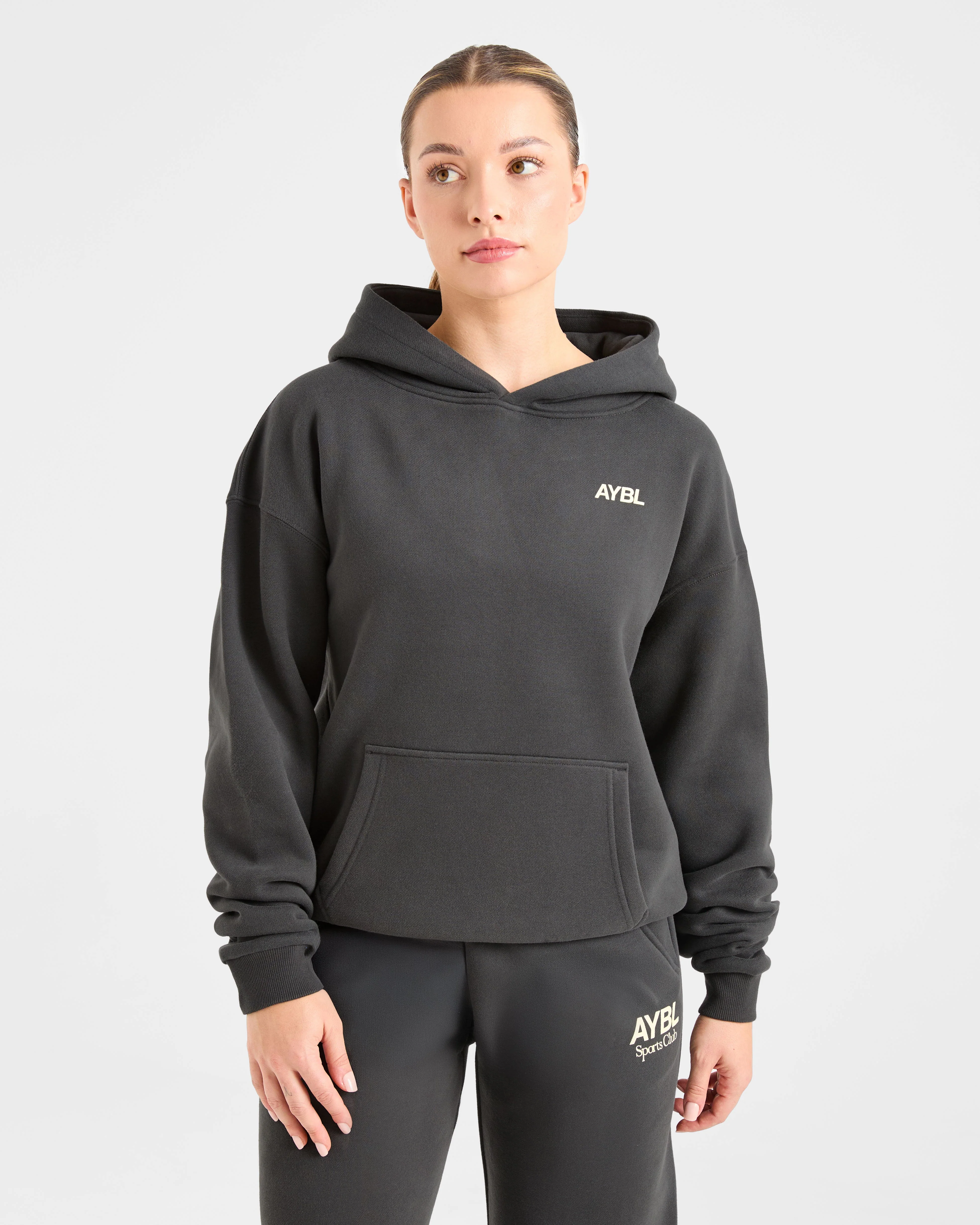 AYBL Sports Club Oversized Hoodie - Charcoal/Jaune - Image 2