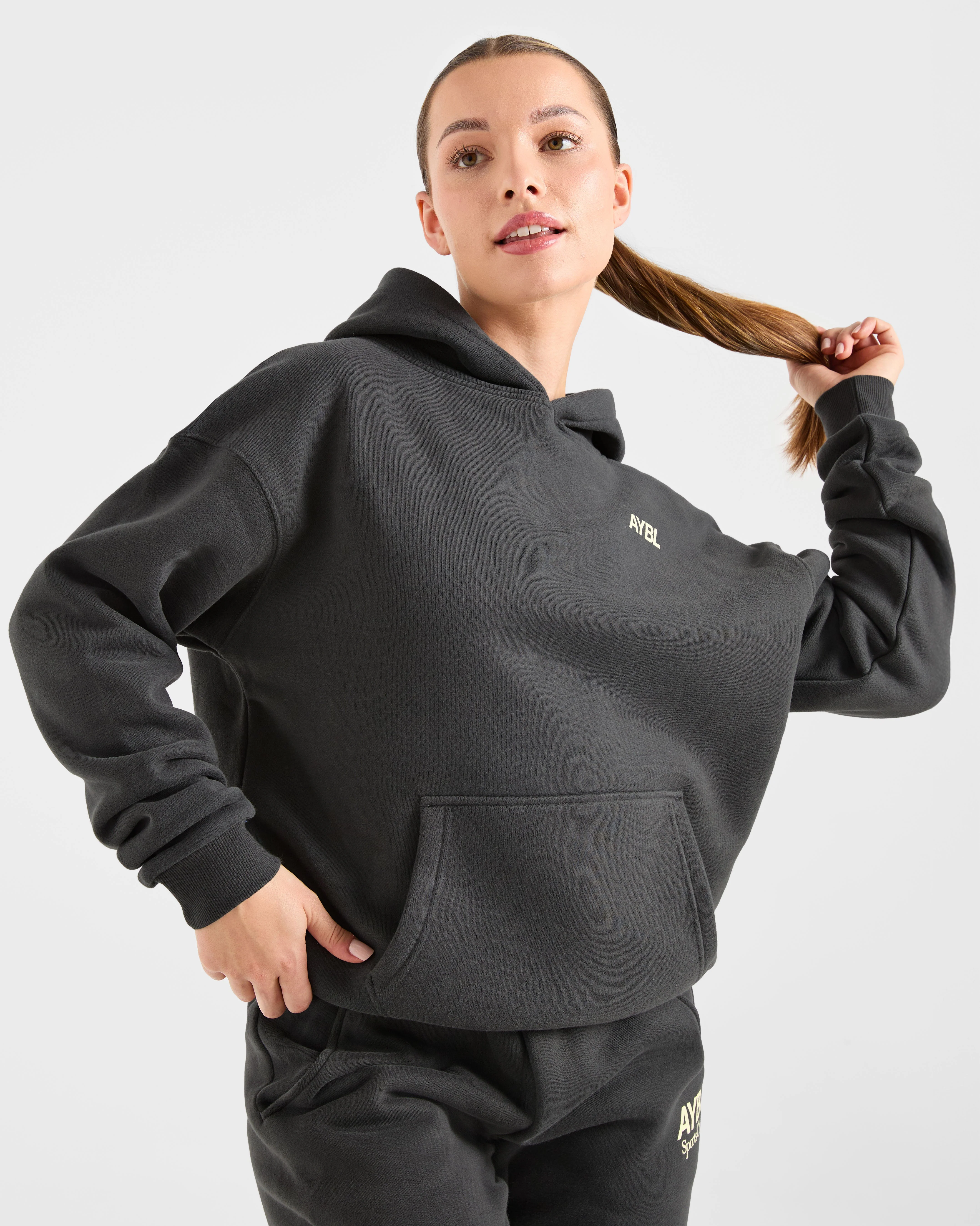 AYBL Sports Club Oversized Hoodie - Charcoal/Jaune - Image 7