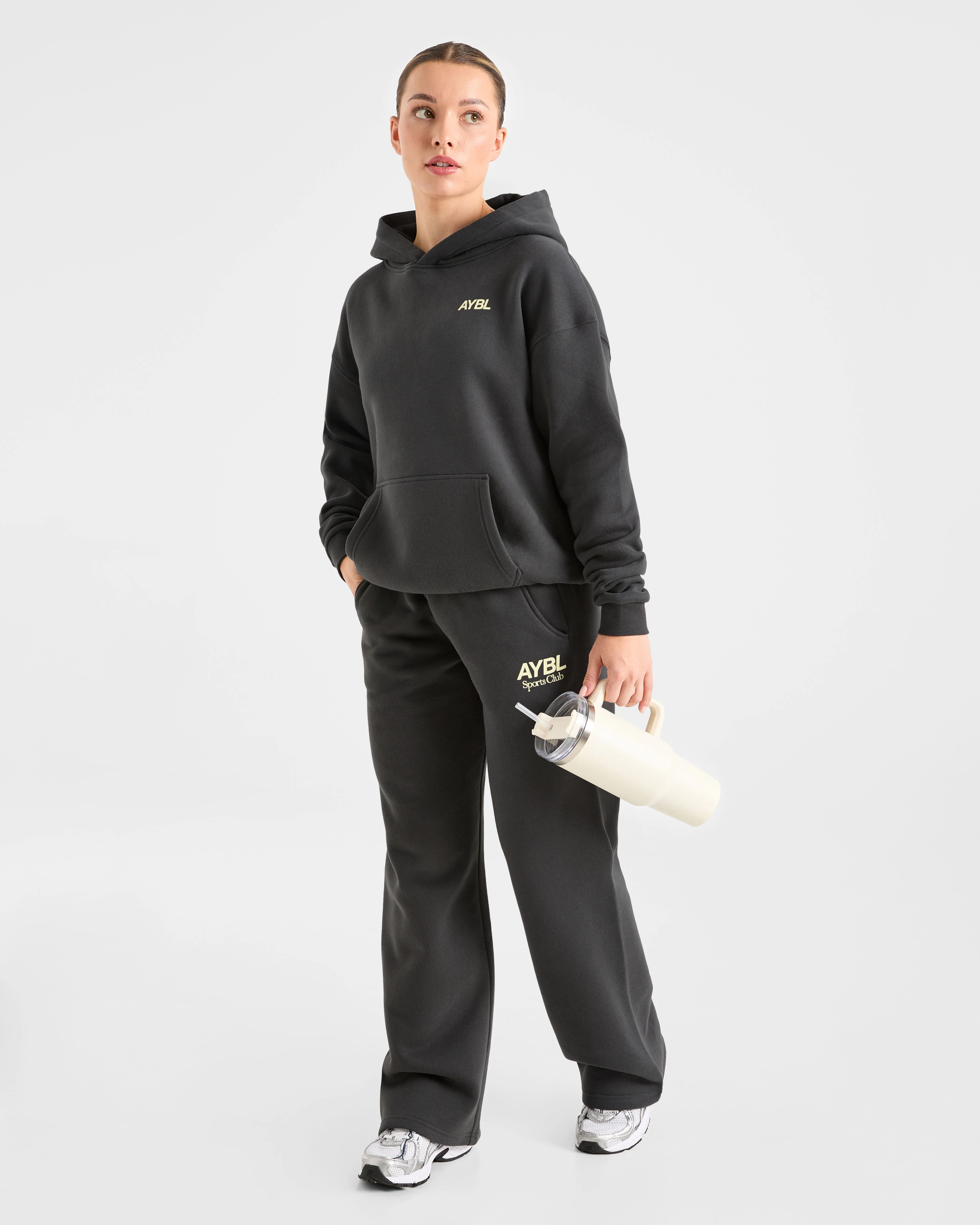AYBL Sports Club Oversized Hoodie - Charcoal/Jaune - Image 8