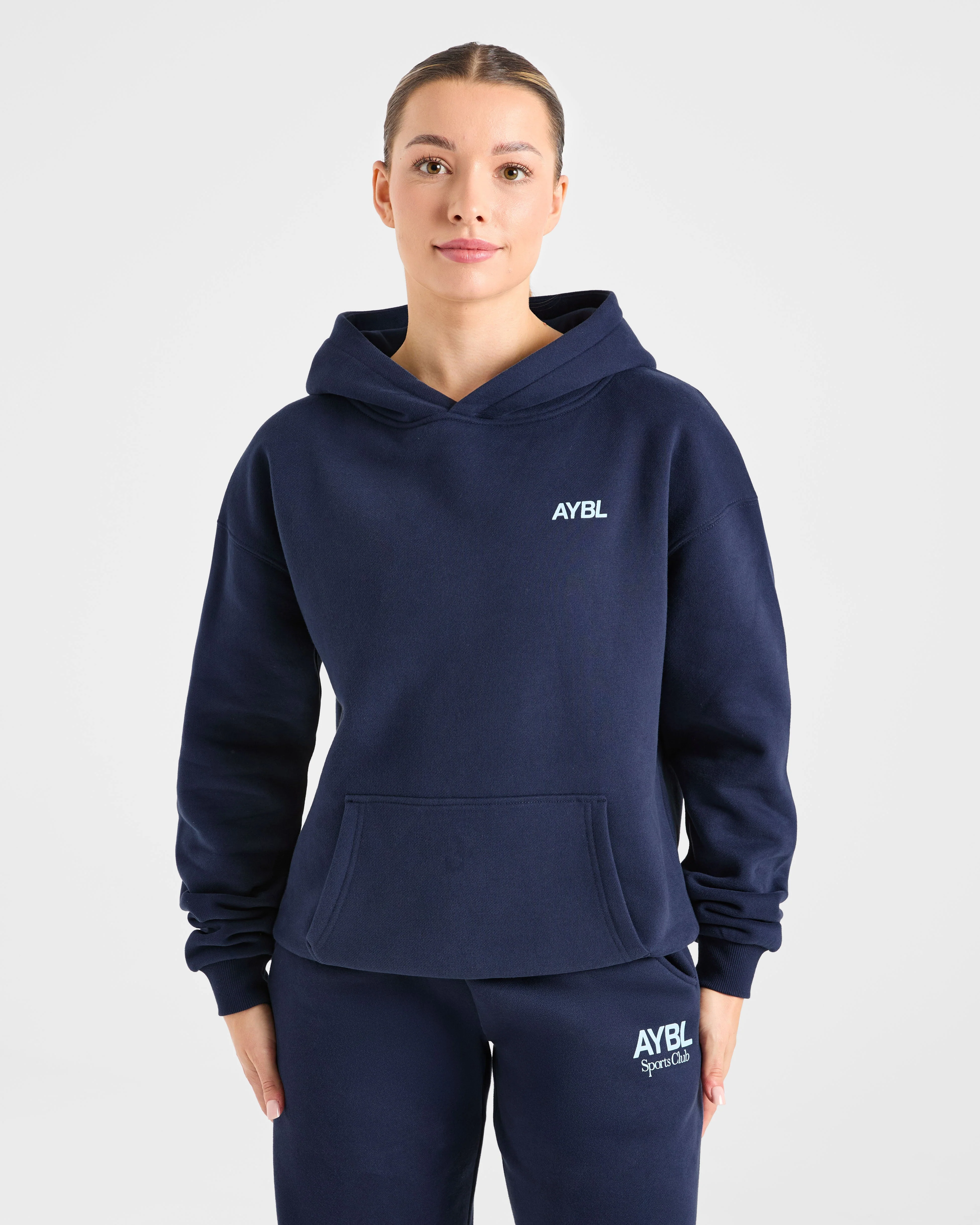 AYBL Sports Club Oversized Hoodie - Navy/Bleu - Image 2