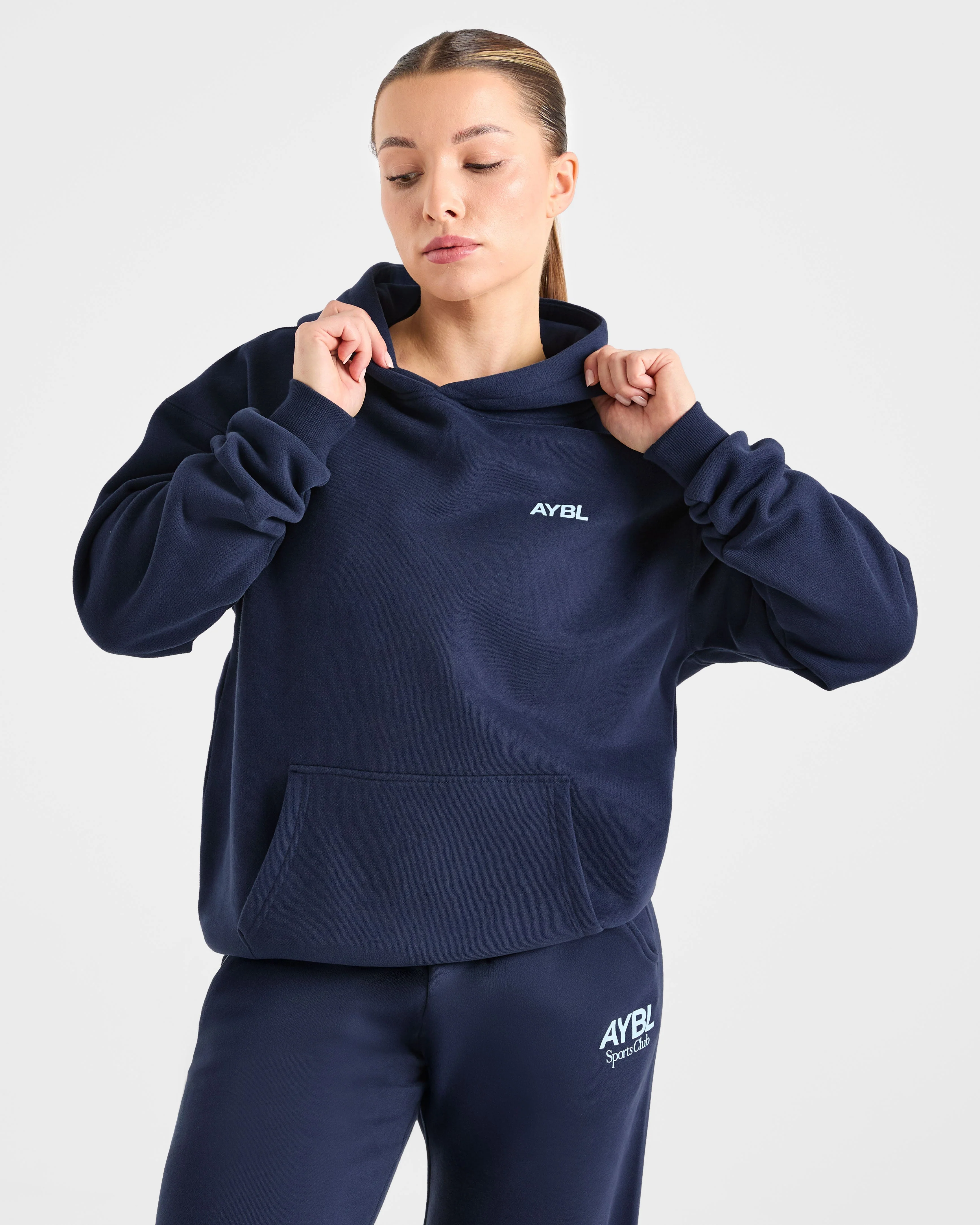 AYBL Sports Club Oversized Hoodie - Navy/Bleu - Image 7