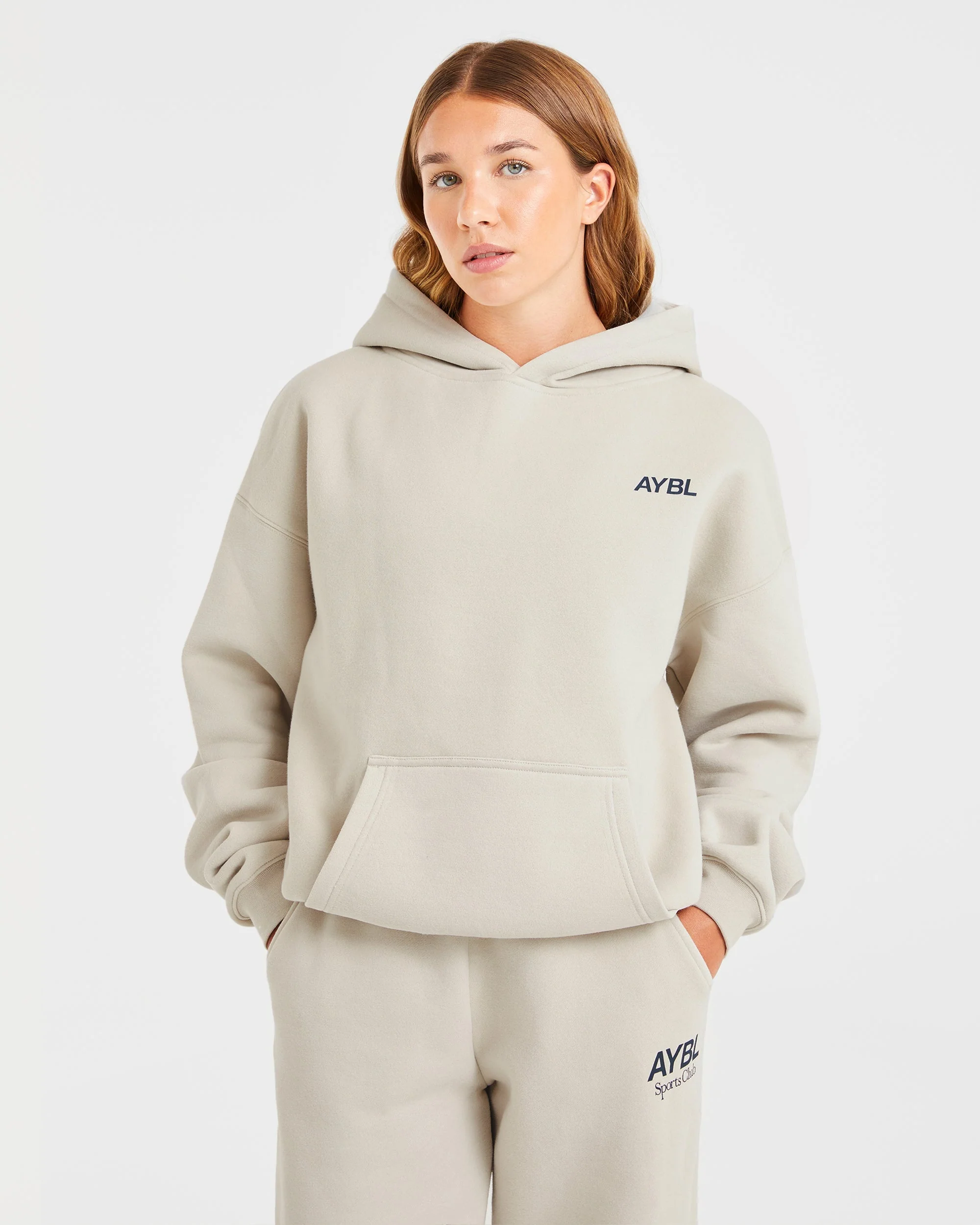 AYBL Sports Club Oversized Hoodie - Sand/Navy - Image 2