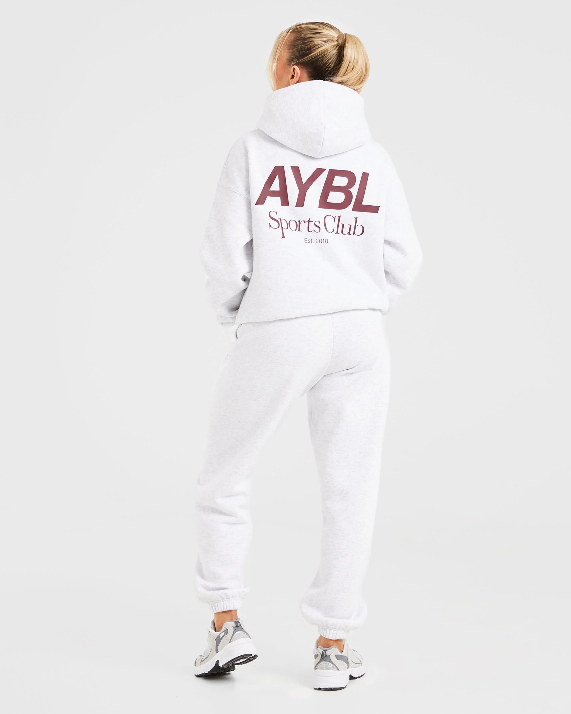 AYBL Sports Club Oversized Joggers - Gris Marl/Burgundy - Image 4