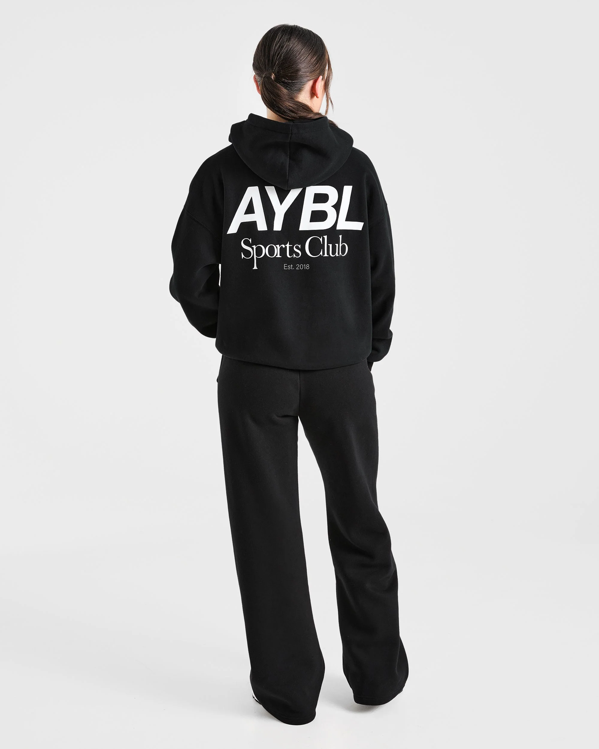 AYBL Sports Club Oversized Straight Leg Joggers - Noir/Blanc - Image 4