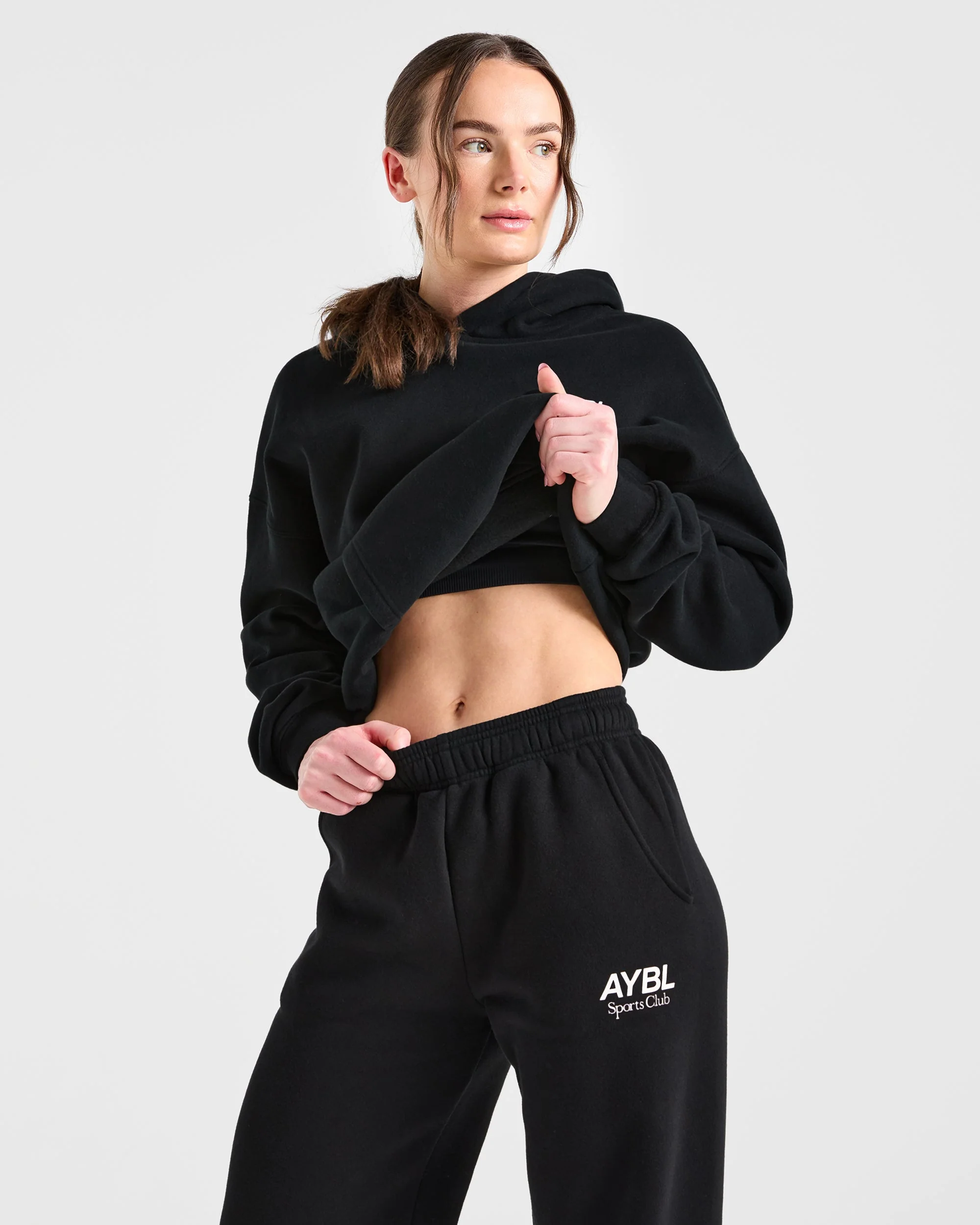 AYBL Sports Club Oversized Straight Leg Joggers - Noir/Blanc - Image 7