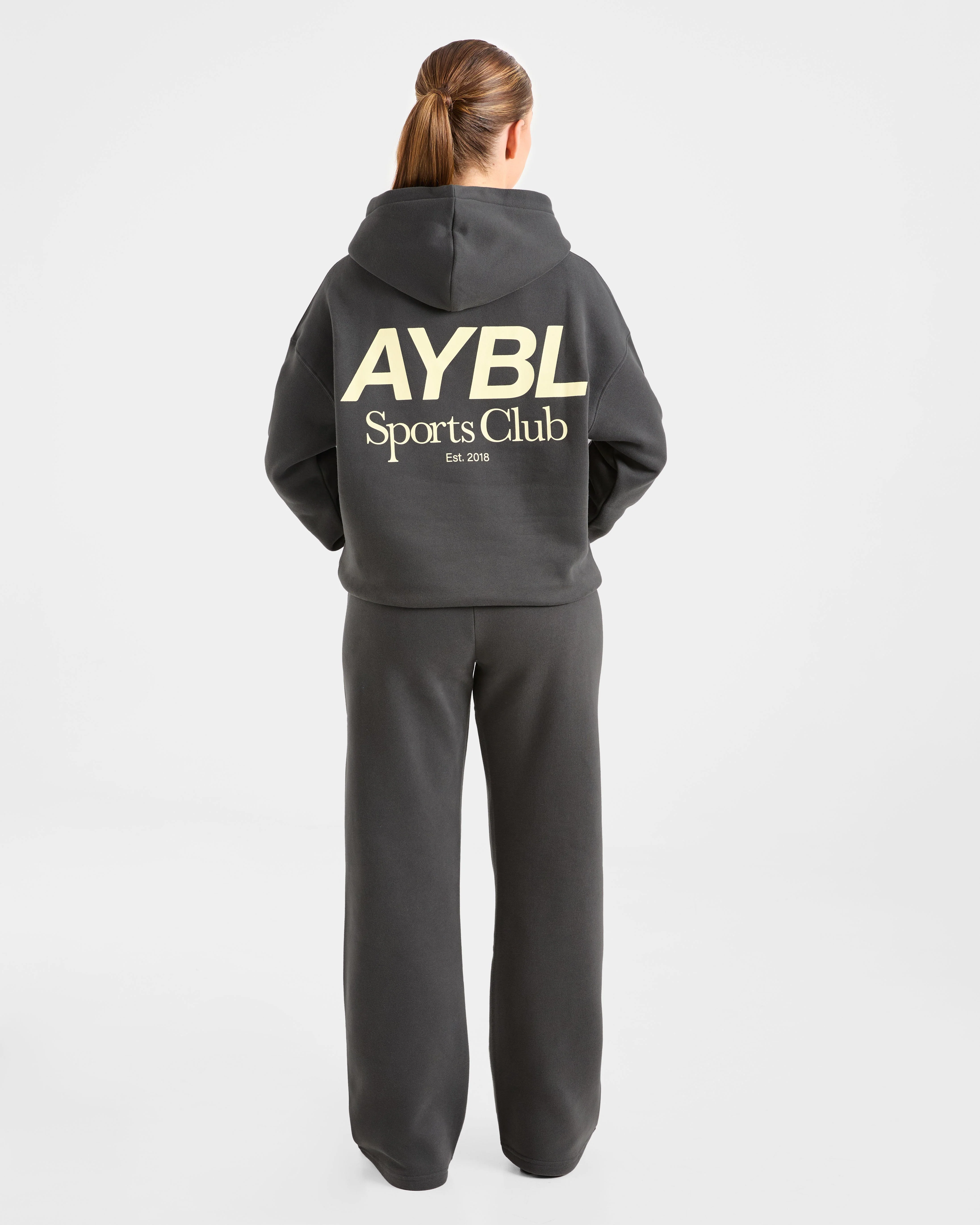AYBL Sports Club Oversized Straight Leg Joggers - Charcoal/Jaune - Image 4