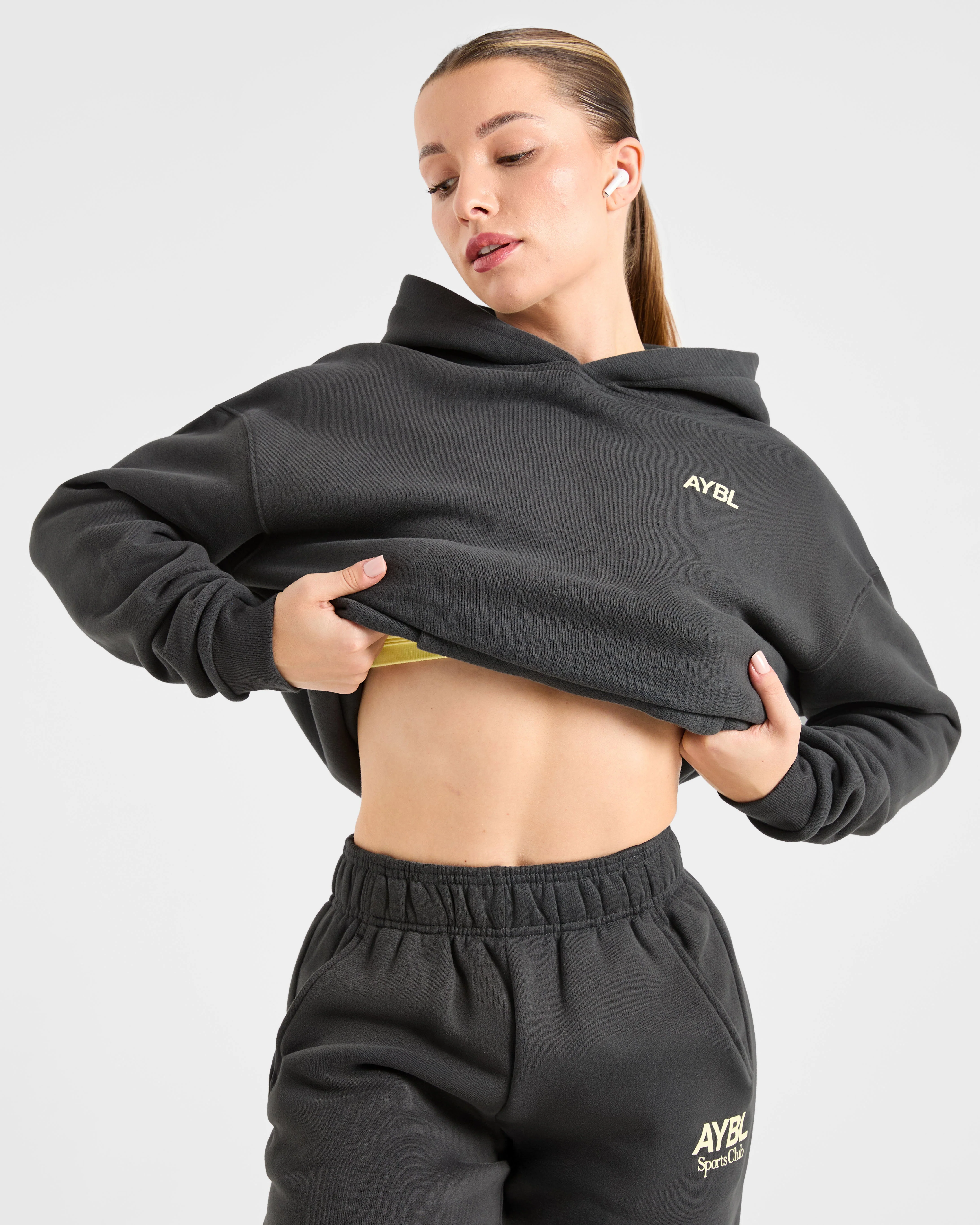 AYBL Sports Club Oversized Straight Leg Joggers - Charcoal/Jaune - Image 7