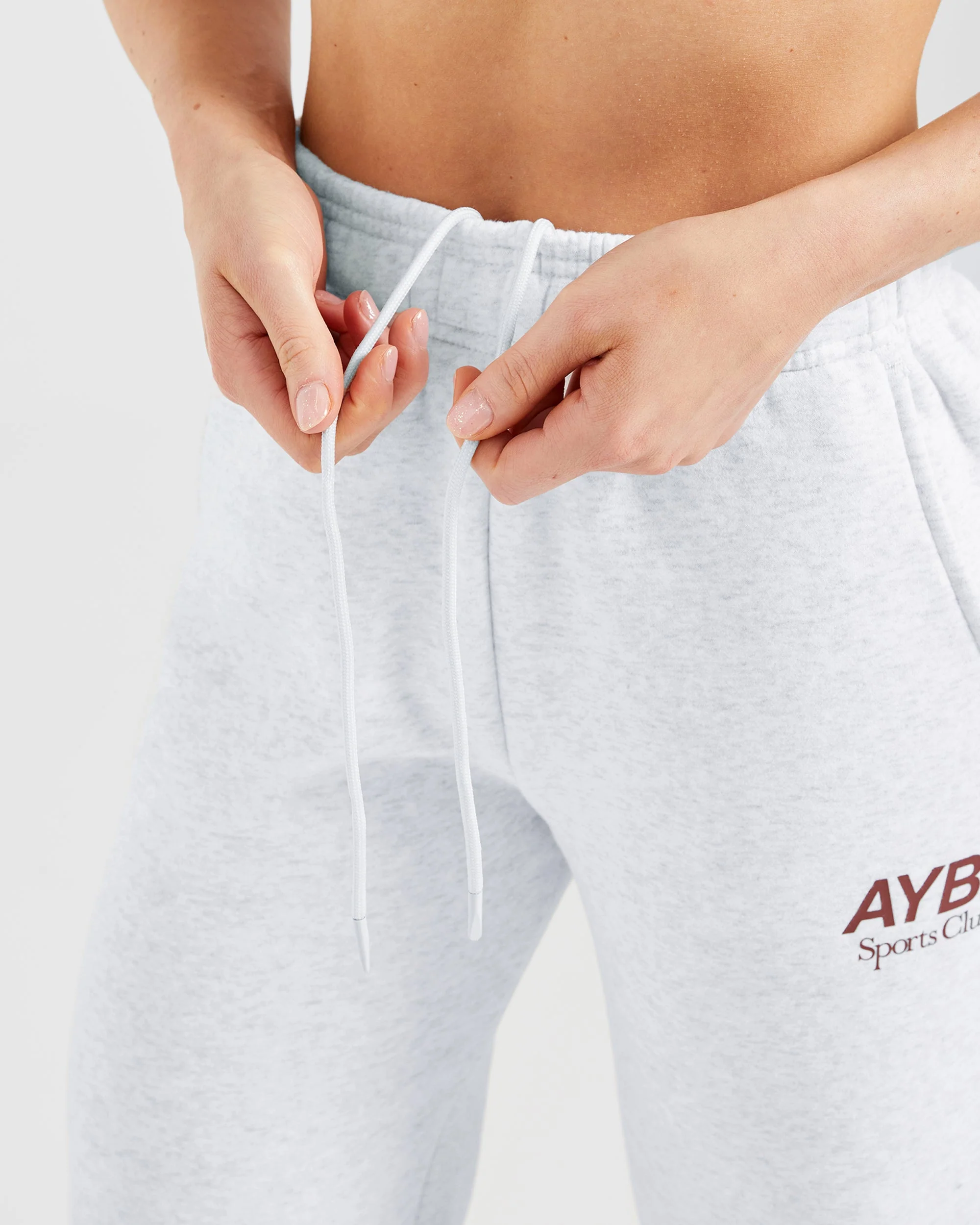 AYBL Sports Club Oversized Straight Leg Joggers - Gris Marl/Burgundy - Image 6