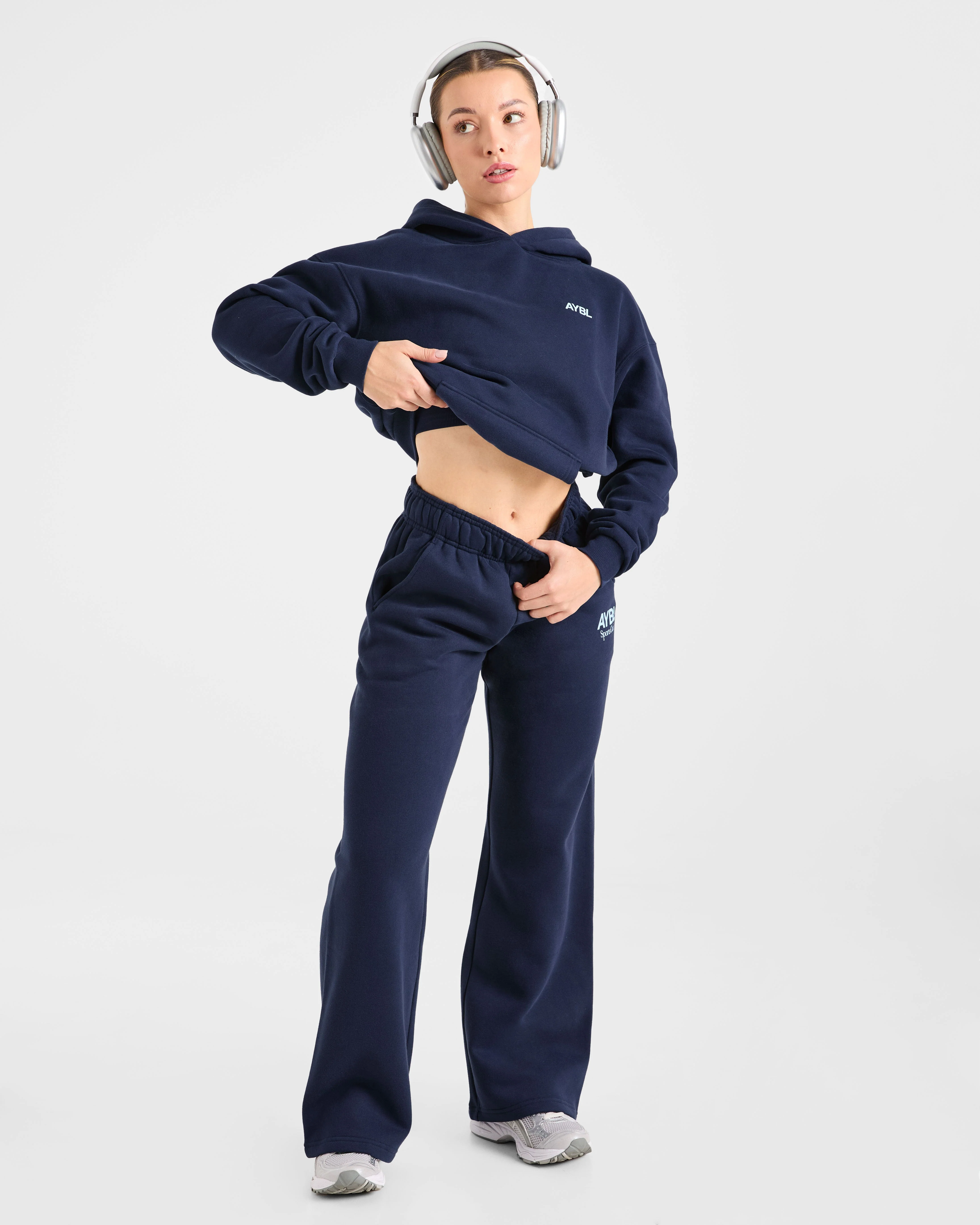 AYBL Sports Club Oversized Straight Leg Joggers - Navy/Bleu - Image 7