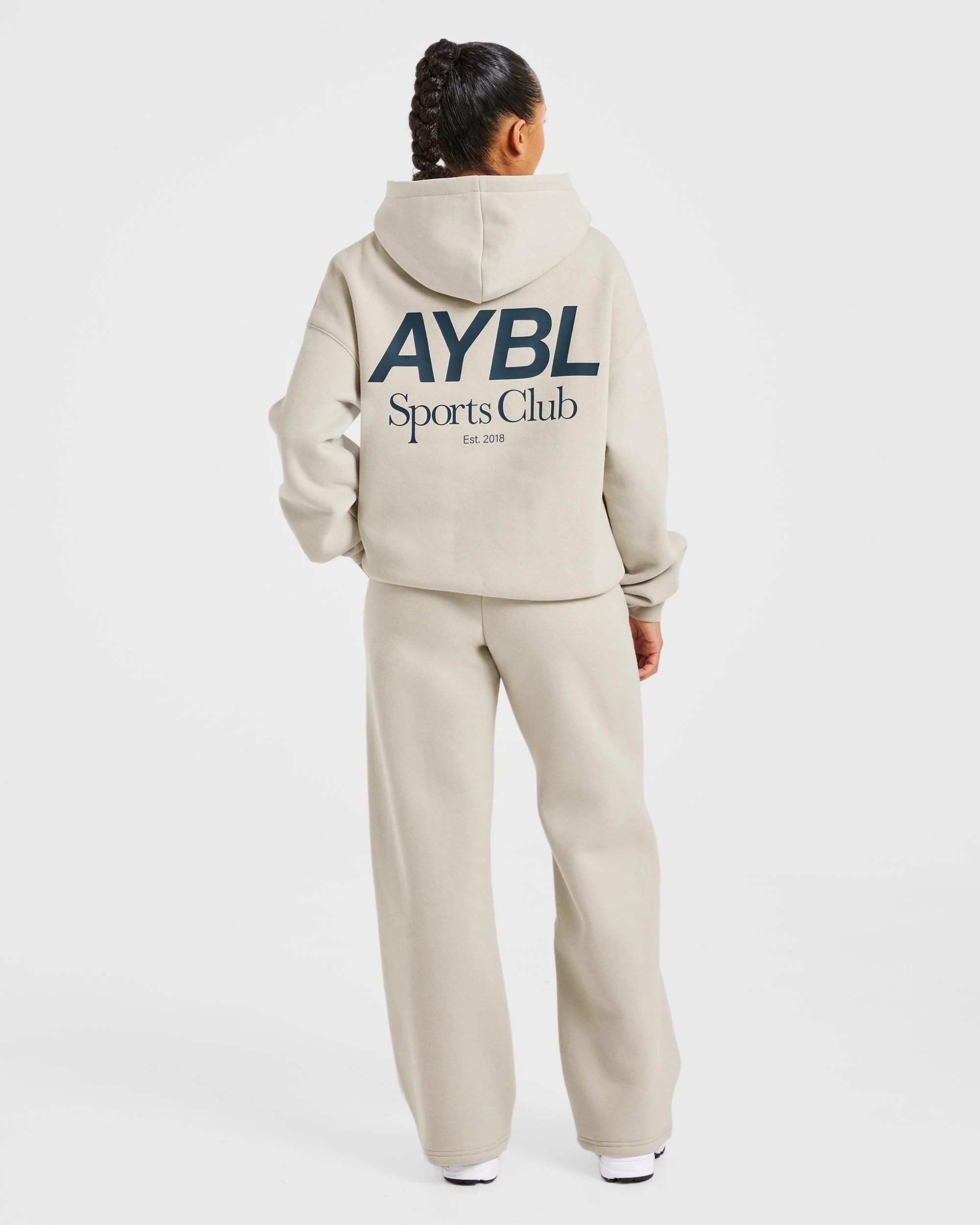 AYBL Sports Club Oversized Straight Leg Joggers - Sand/Navy - Image 4