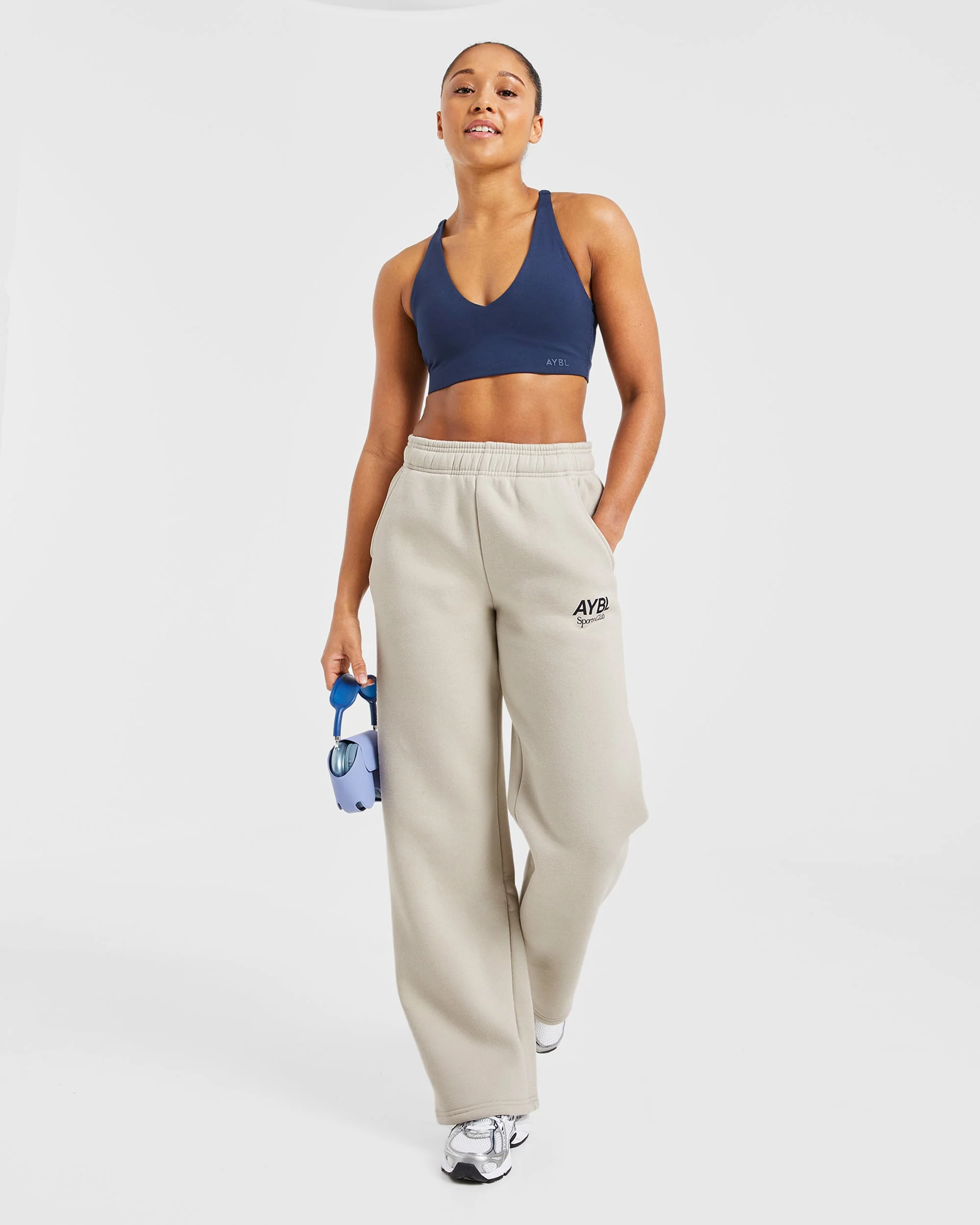 AYBL Sports Club Oversized Straight Leg Joggers - Sand/Navy - Image 8