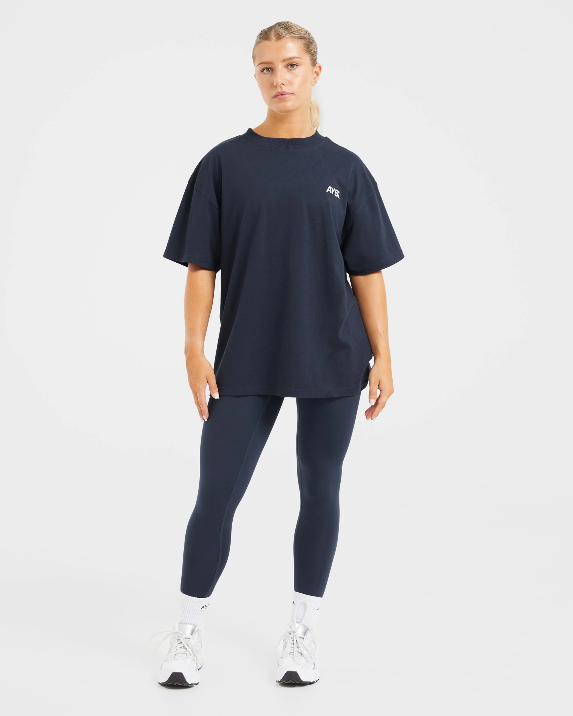 AYBL Sports Club Oversized T Shirt - Navy/Off Blanc - Image 3
