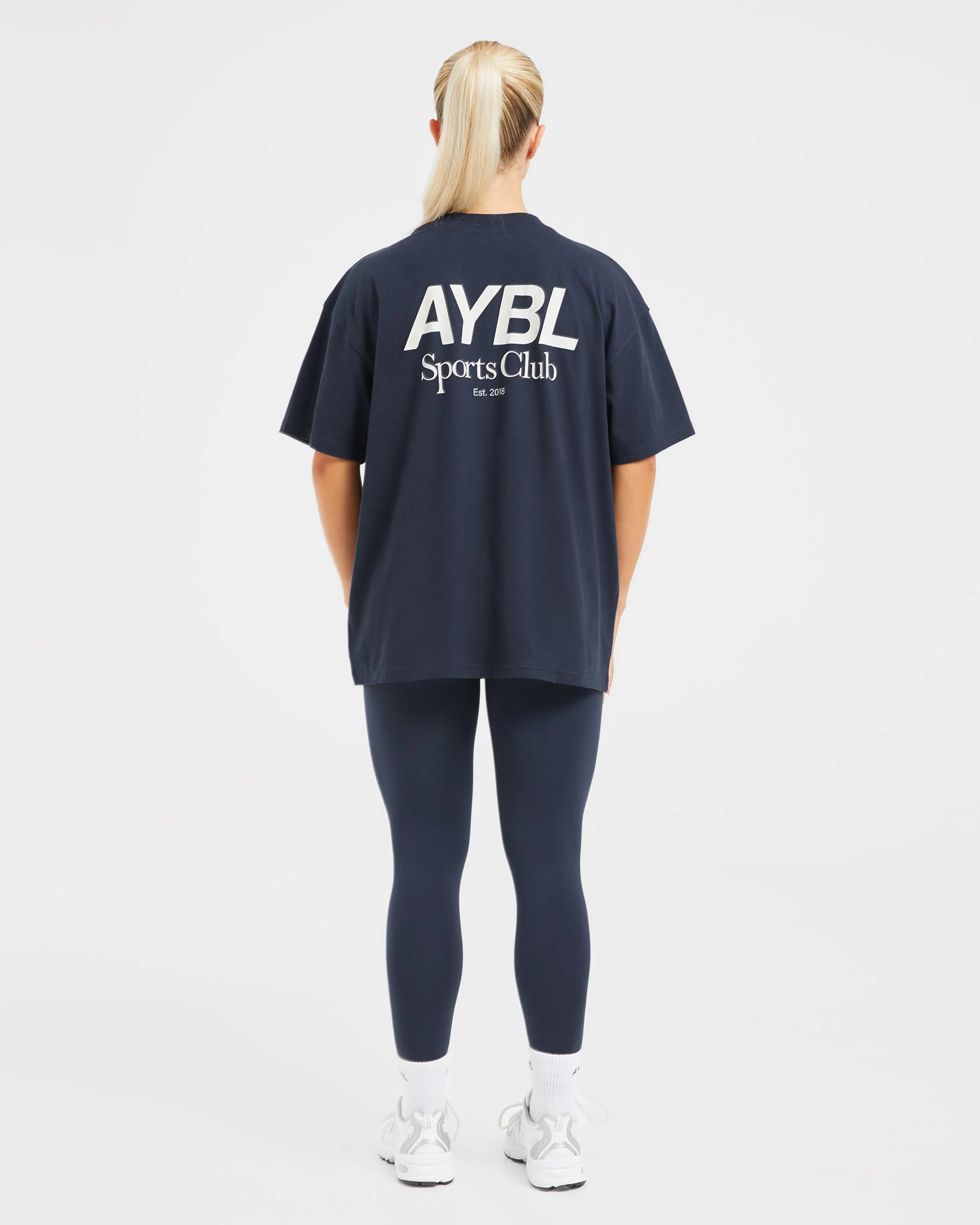AYBL Sports Club Oversized T Shirt - Navy/Off Blanc - Image 4