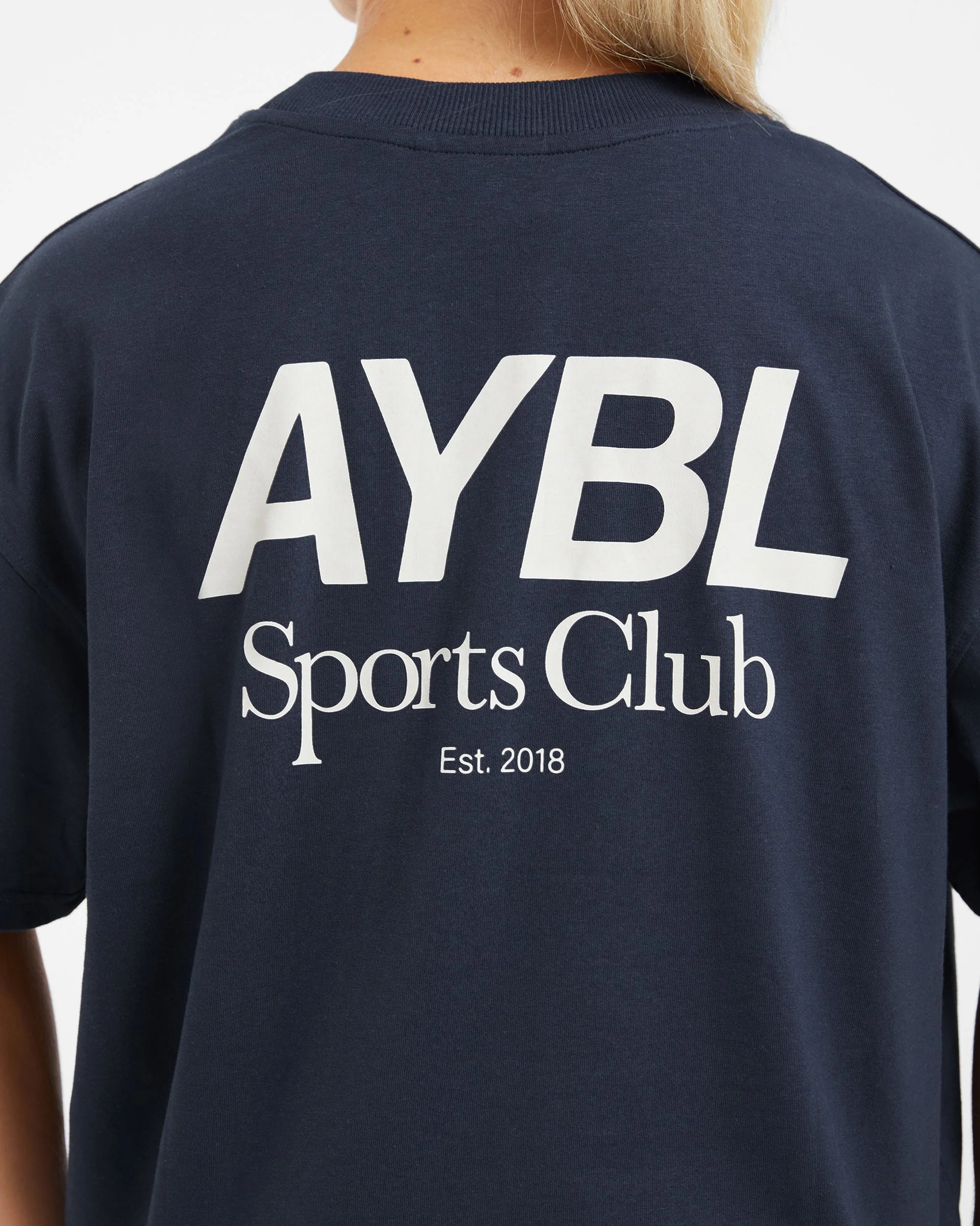 AYBL Sports Club Oversized T Shirt - Navy/Off Blanc - Image 6