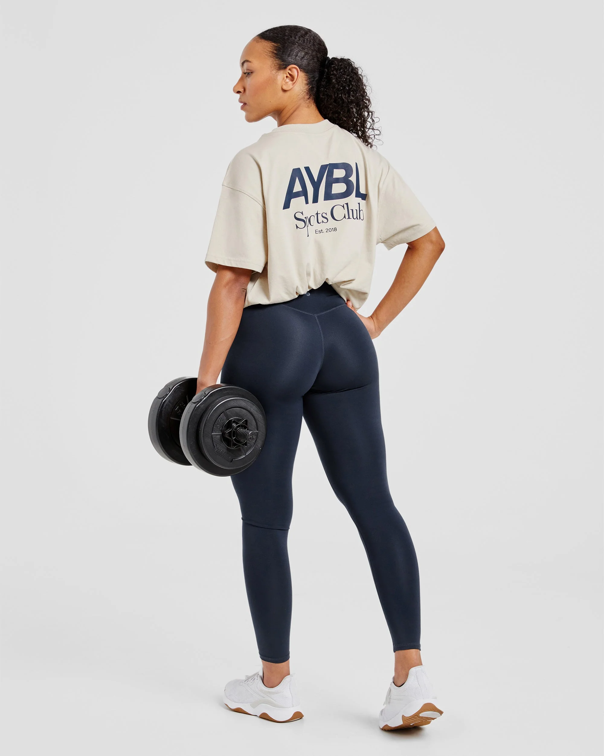 AYBL Sports Club Oversized T Shirt - Sand/Navy - Image 7