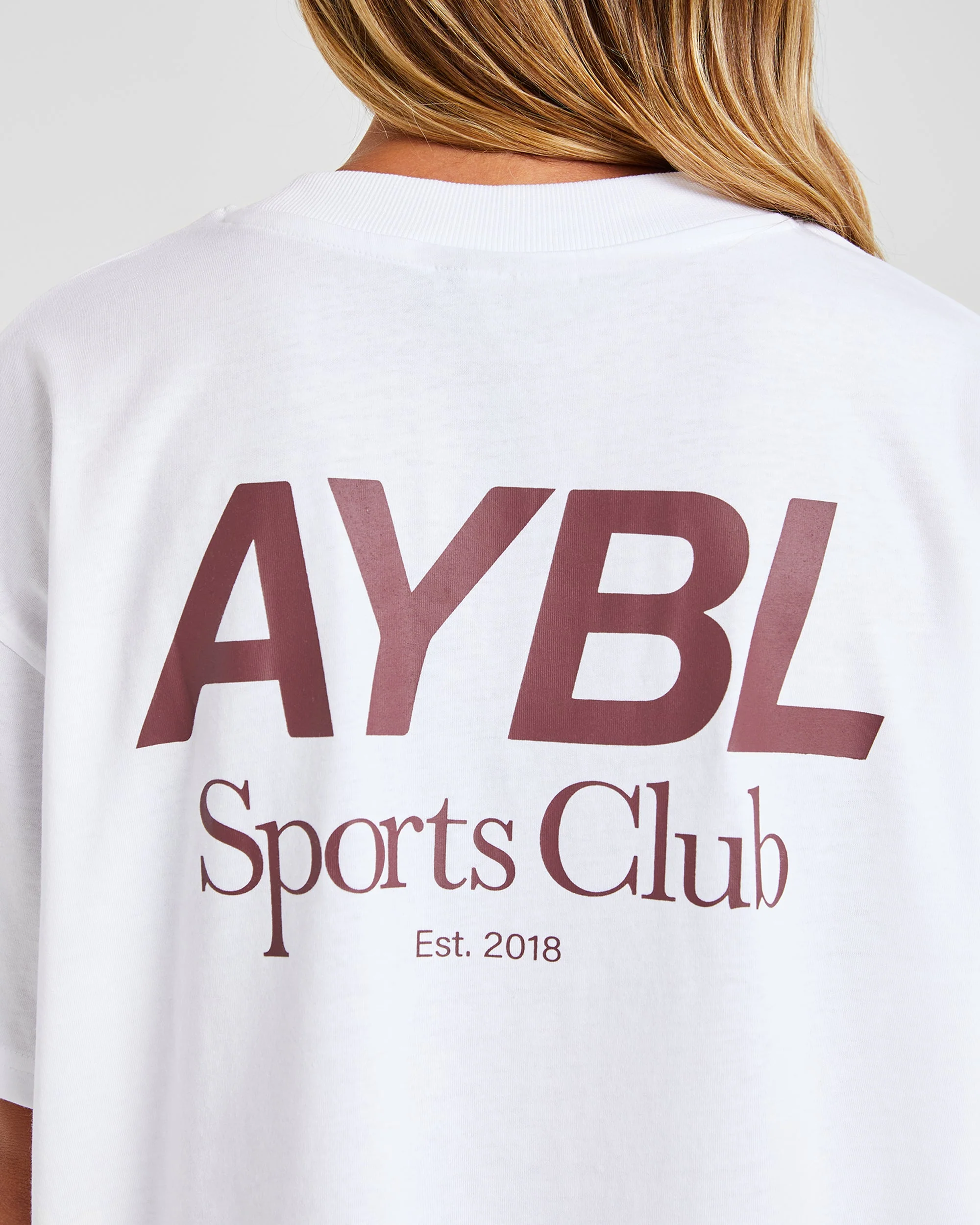 AYBL Sports Club Oversized T Shirt - Blanc/Bourgogne - Image 5