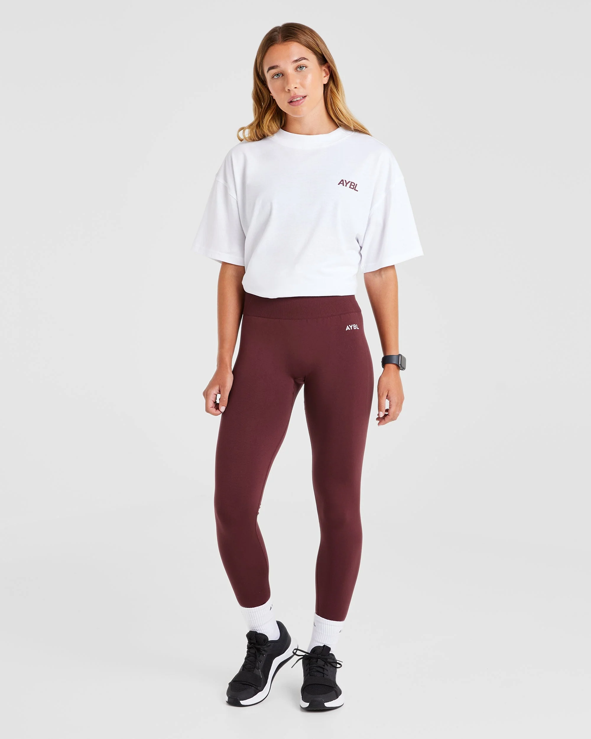 AYBL Sports Club Oversized T Shirt - Blanc/Bourgogne - Image 8