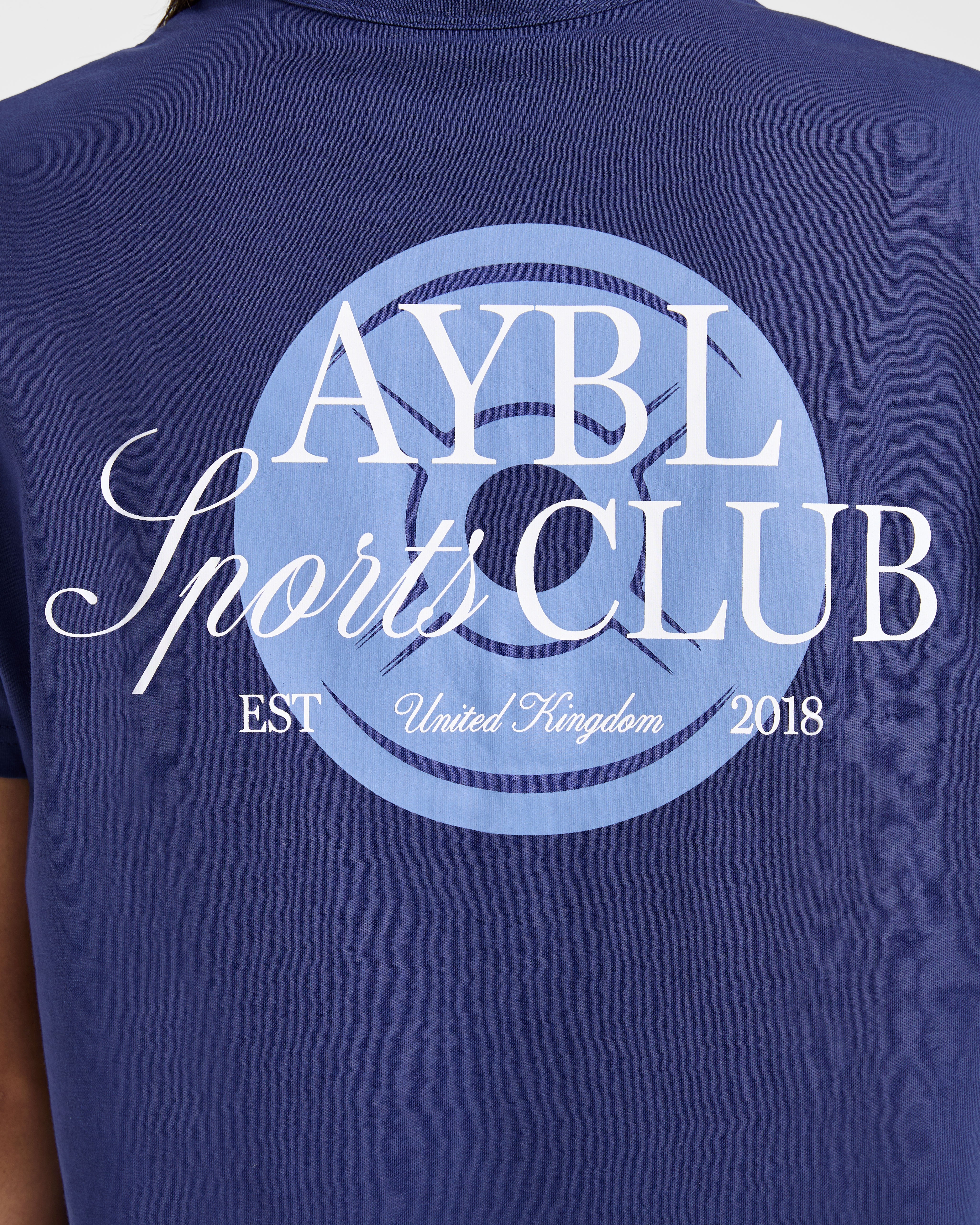 AYBL Sports Club Script Oversized T Shirt - Navy - Image 5