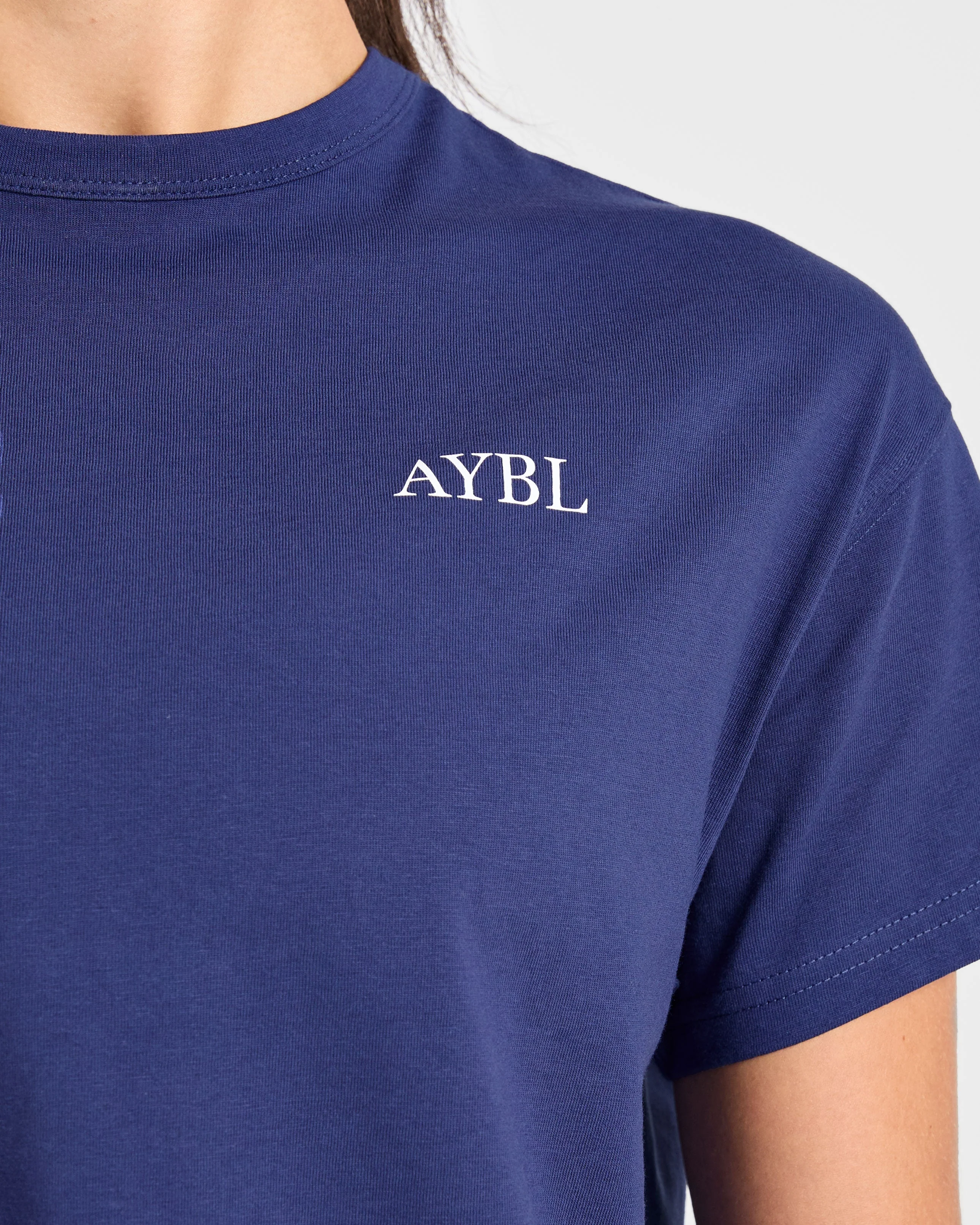 AYBL Sports Club Script Oversized T Shirt - Navy - Image 6