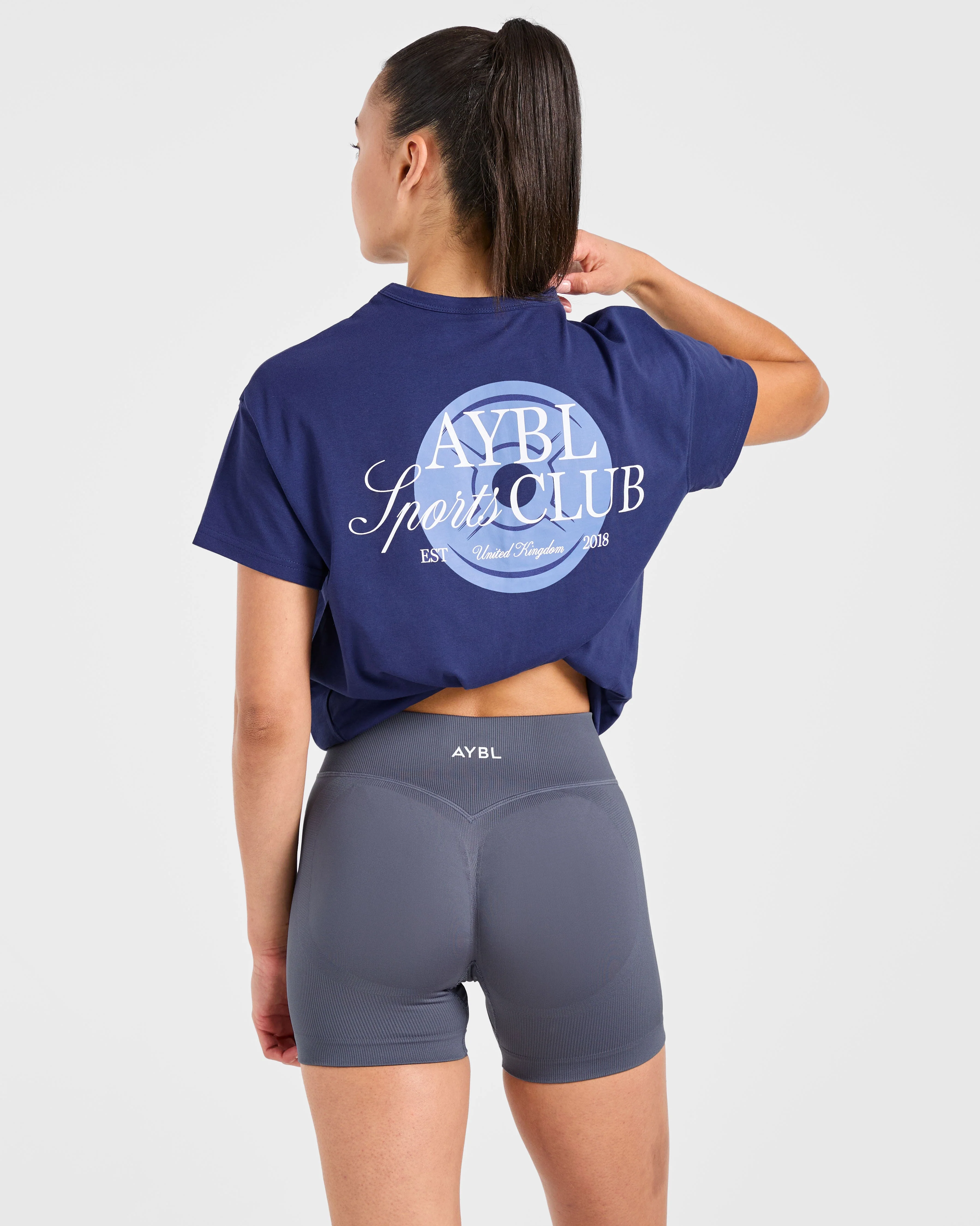 AYBL Sports Club Script Oversized T Shirt - Navy - Image 8