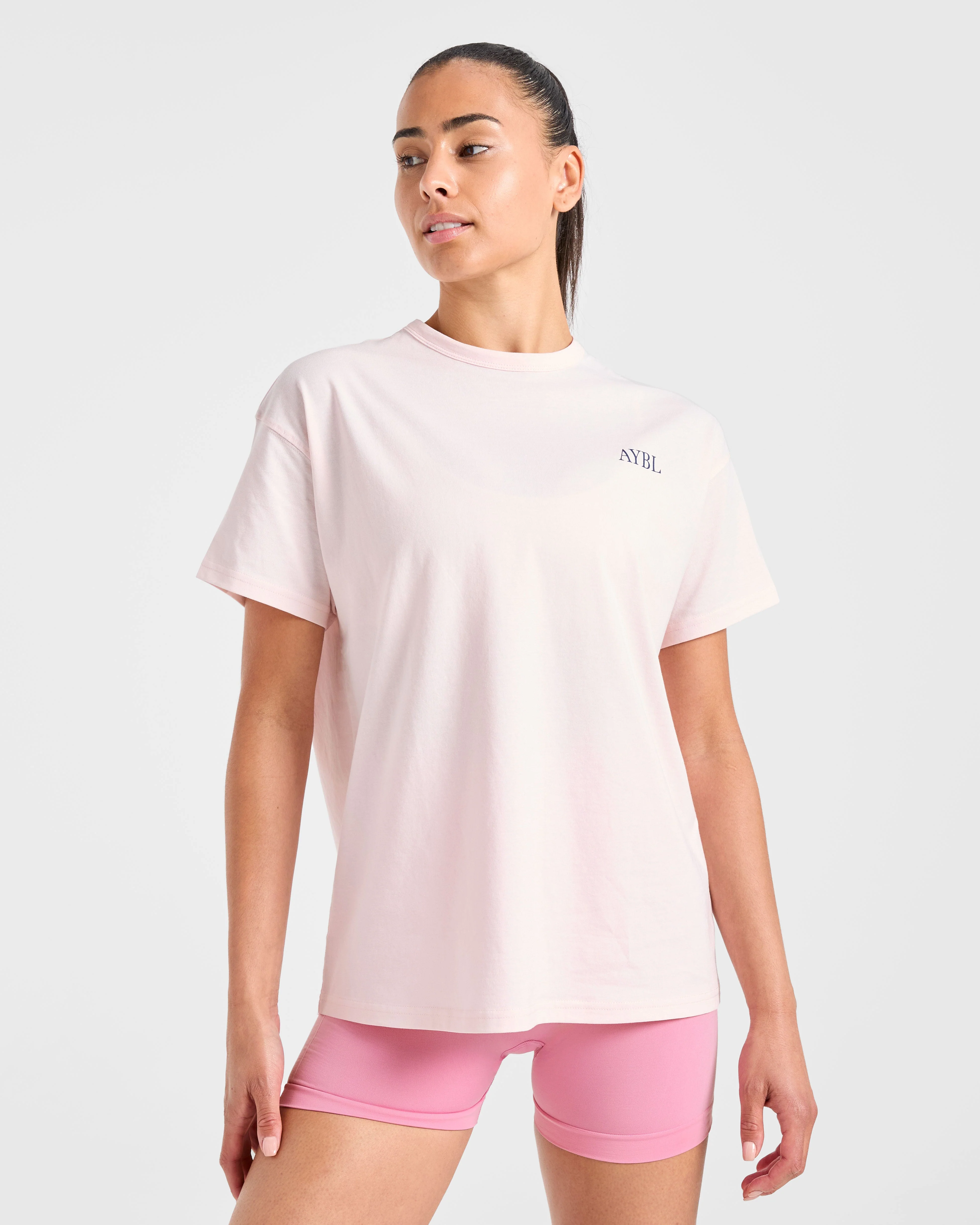 AYBL Sports Club Script Oversized T Shirt - Rose - Image 2
