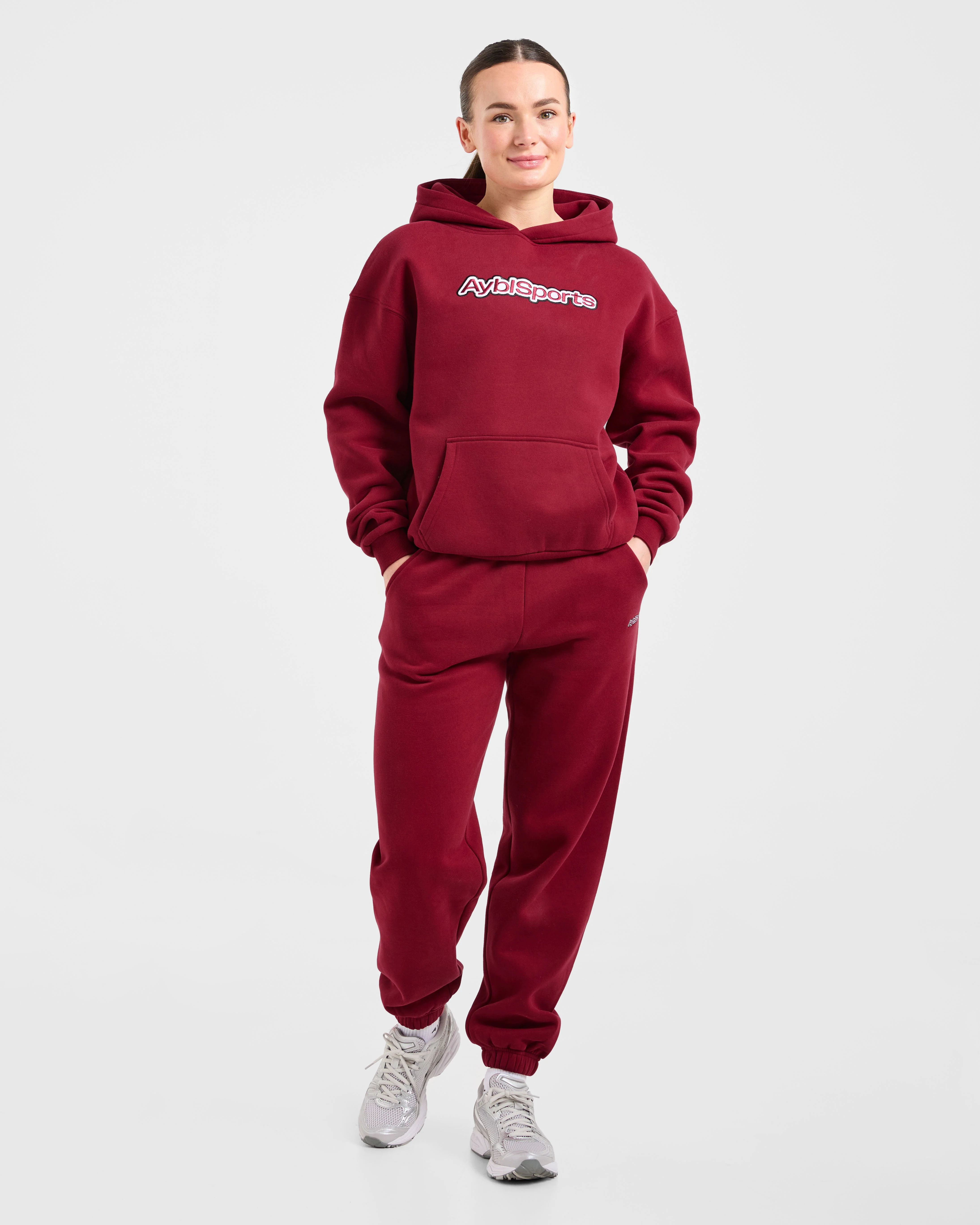 AYBL Sports Outline Oversized Joggers - Burgundy - Image 3