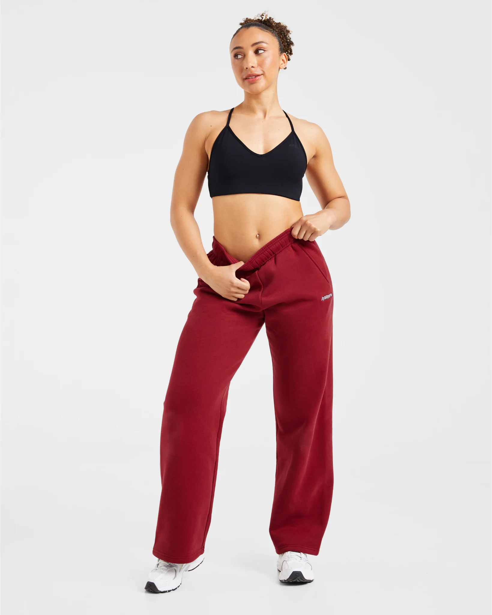 AYBL Sports Outline Oversized Straight Leg Joggers - Burgundy - Image 7