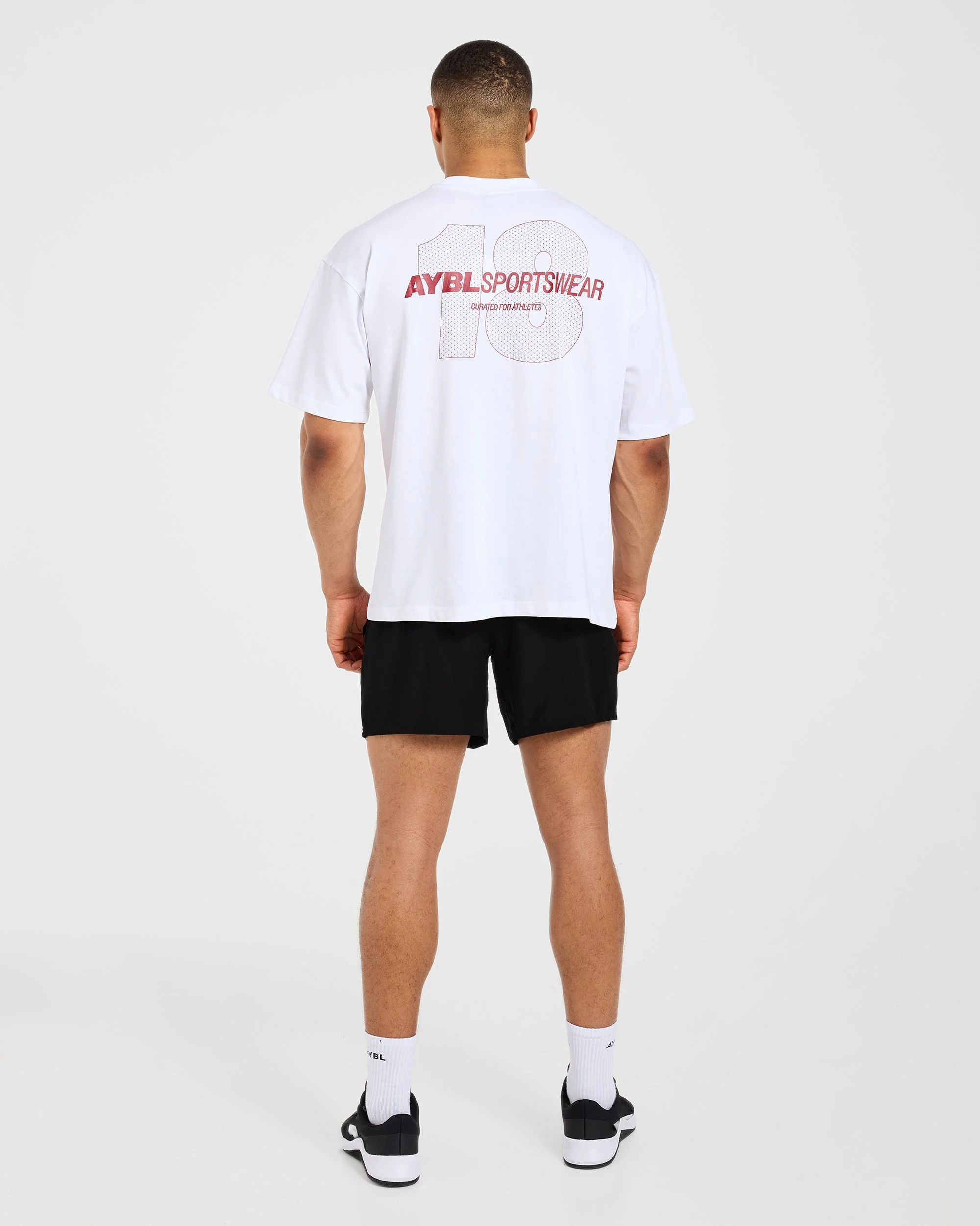 AYBL Sportswear 18 Oversized T Shirt - Blanc/Rouge - Image 4