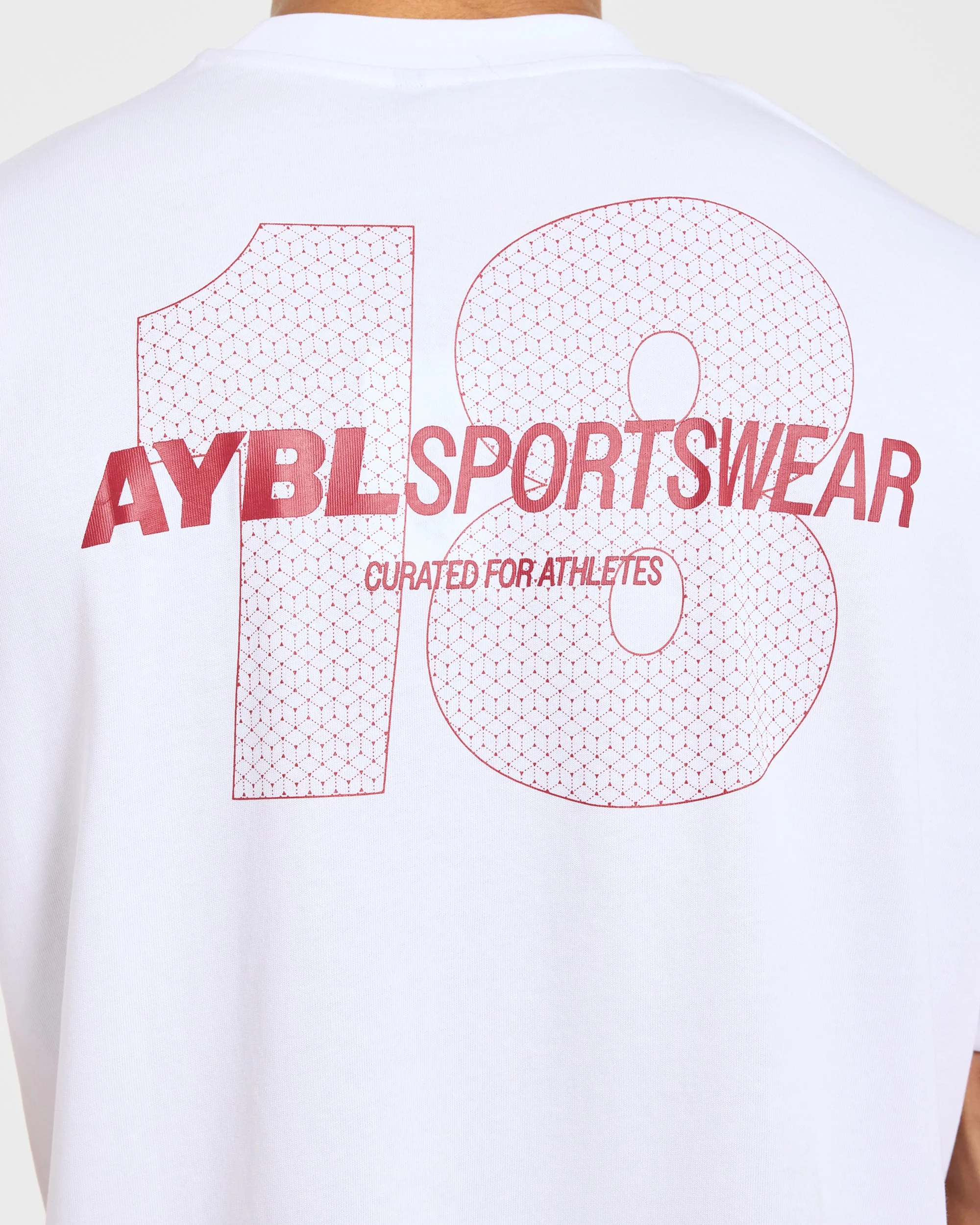 AYBL Sportswear 18 Oversized T Shirt - Blanc/Rouge - Image 5