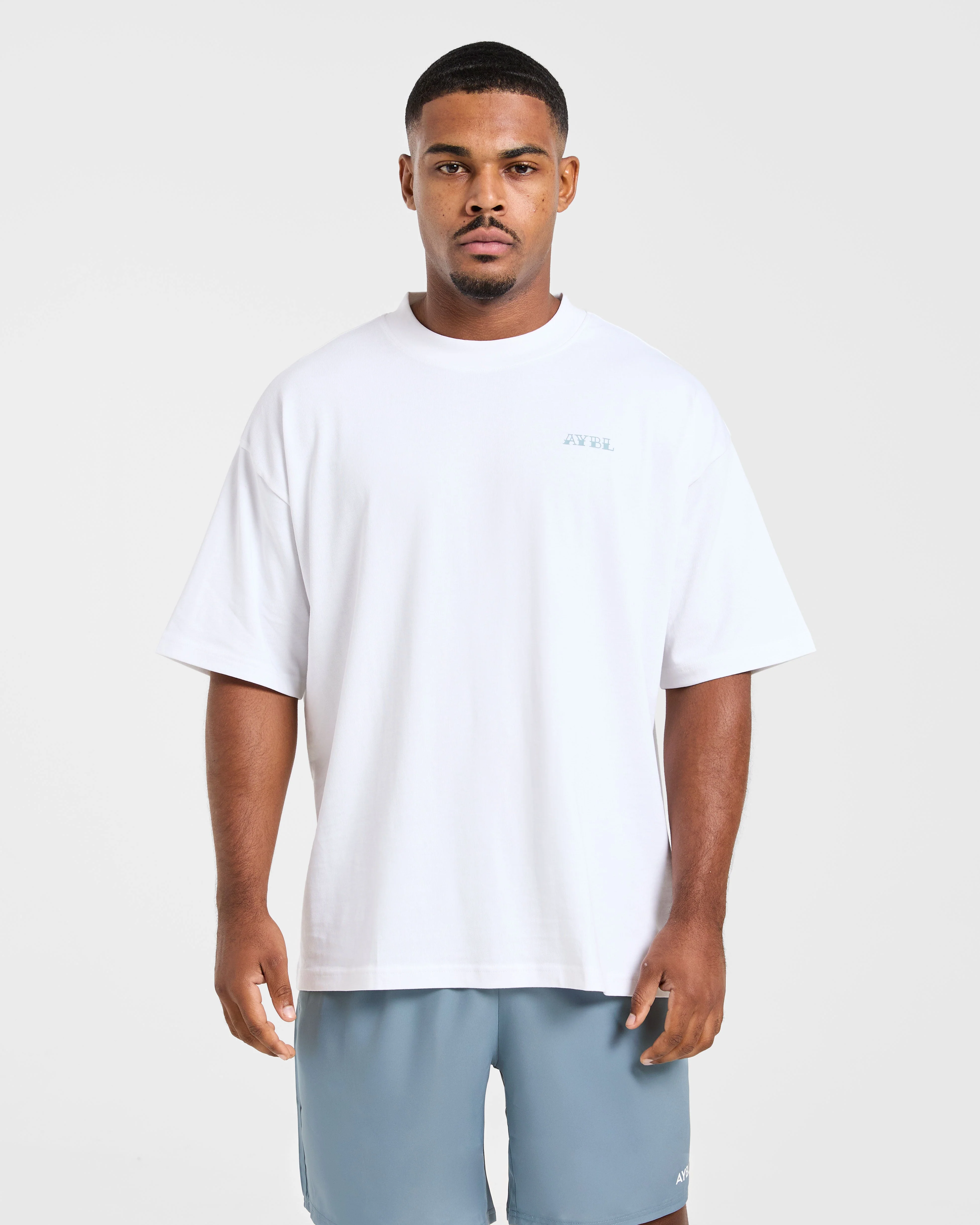 AYBL Strength Club Oversized T Shirt - Blanc/Bleu - Image 2