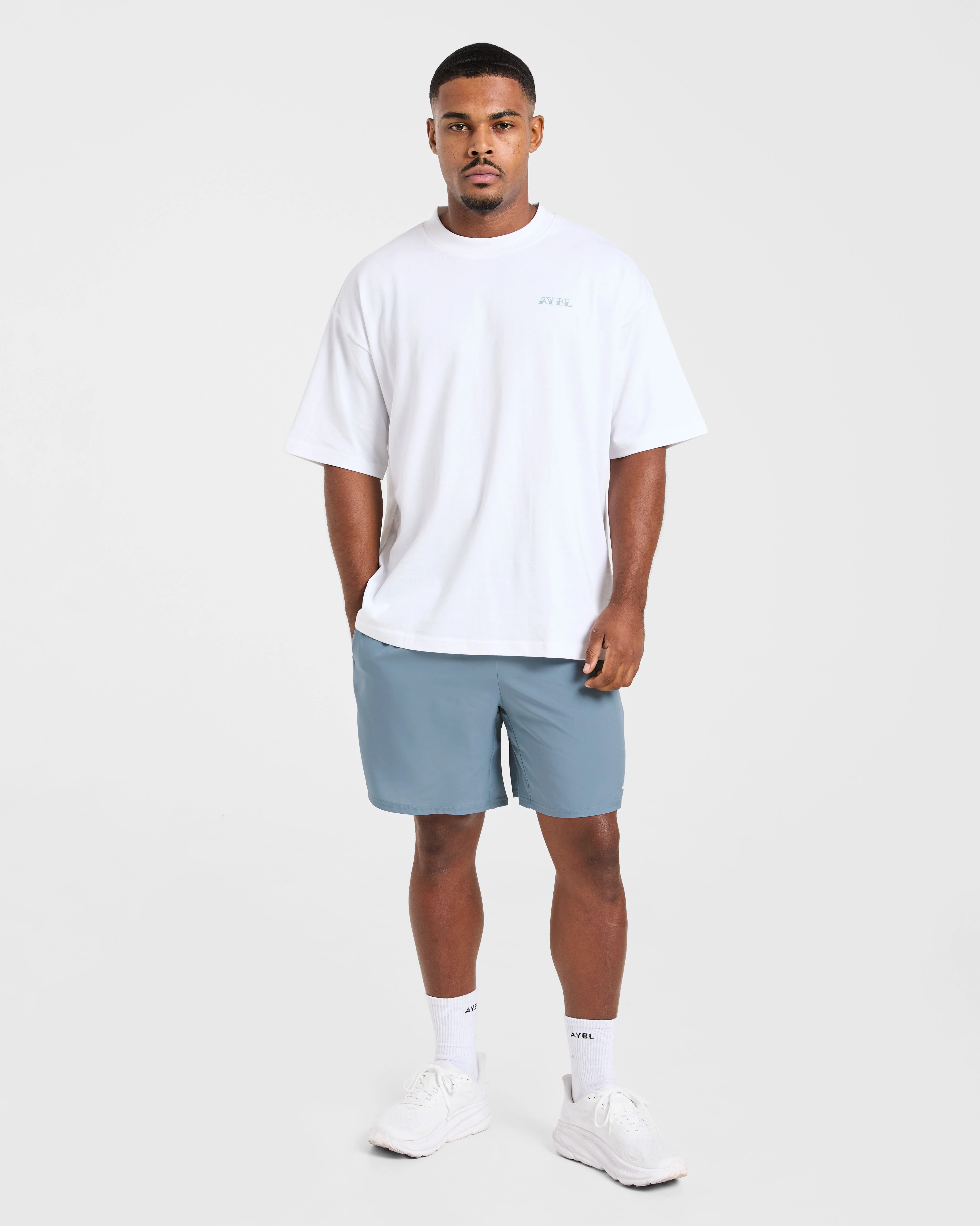 AYBL Strength Club Oversized T Shirt - Blanc/Bleu - Image 3