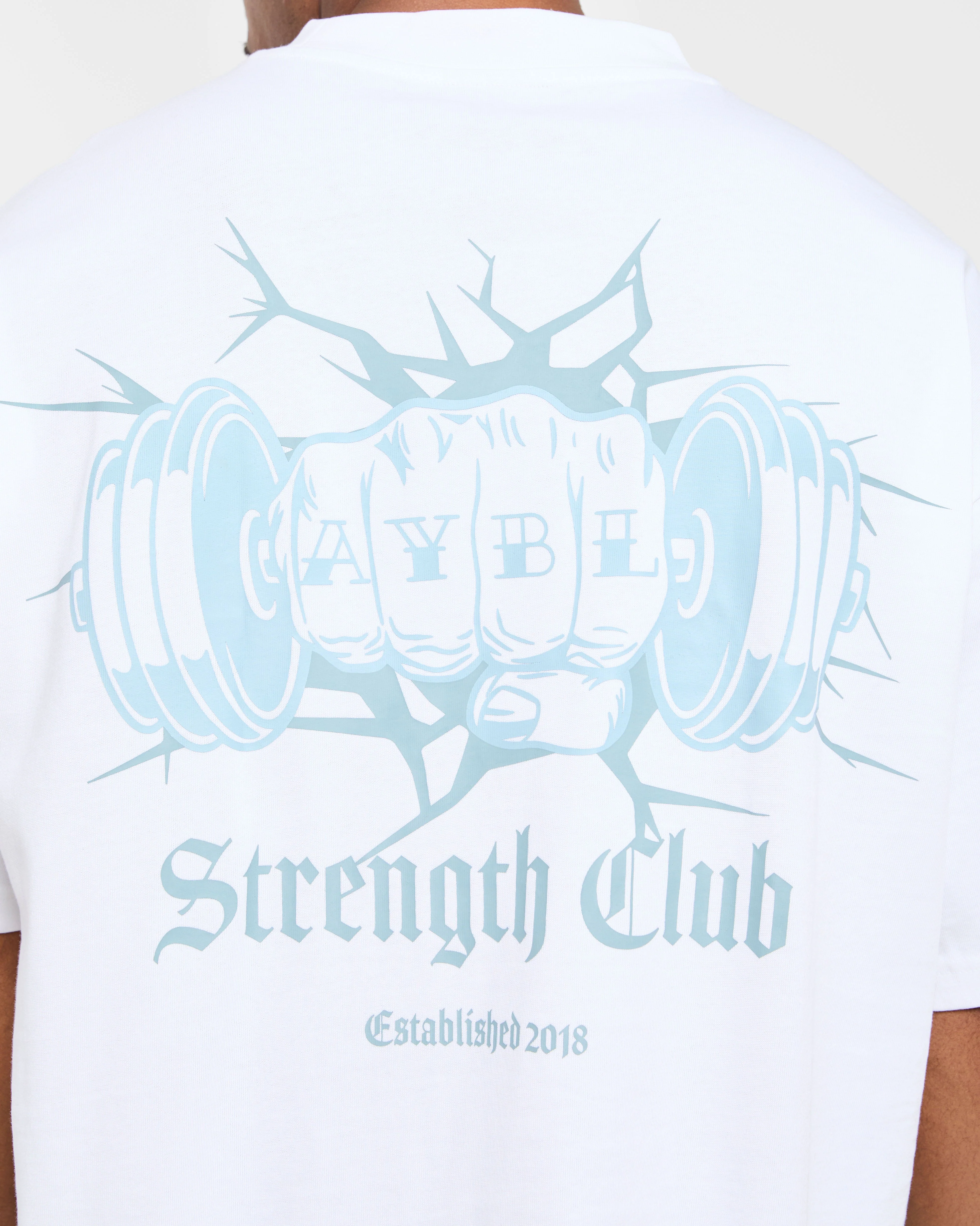 AYBL Strength Club Oversized T Shirt - Blanc/Bleu - Image 6