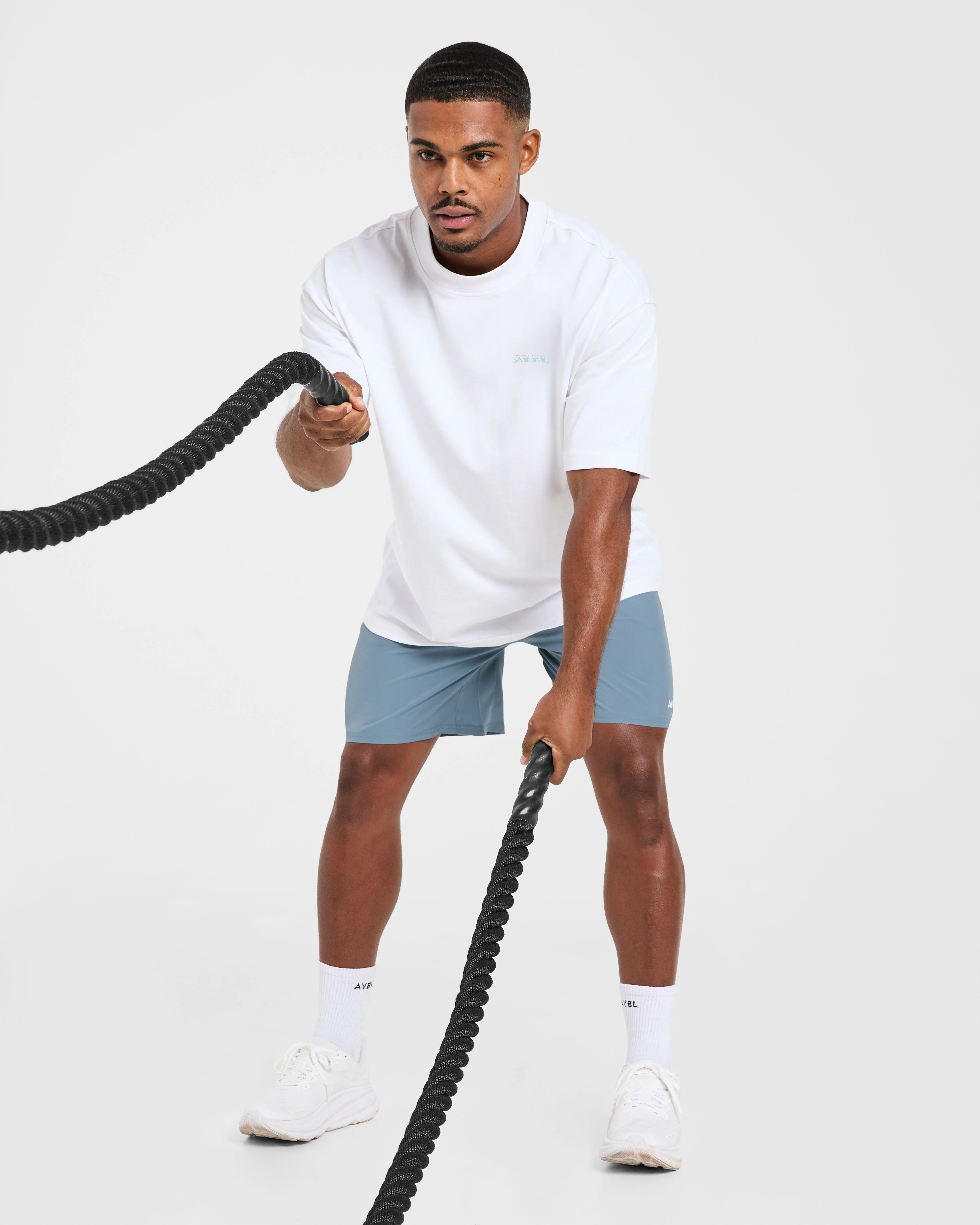AYBL Strength Club Oversized T Shirt - Blanc/Bleu - Image 7