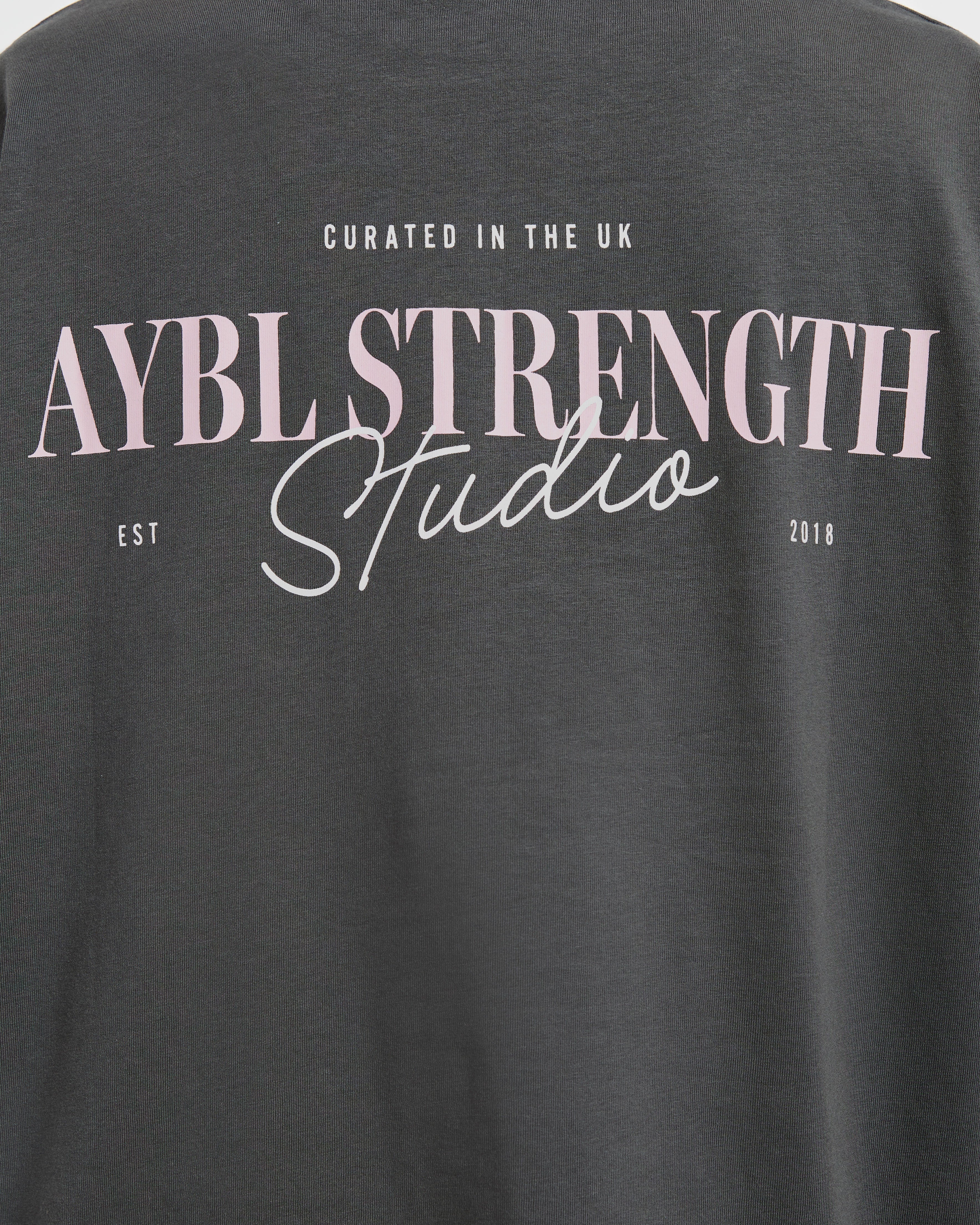AYBL Strength Studio Oversized T Shirt - Charcoal/Rose - Image 6