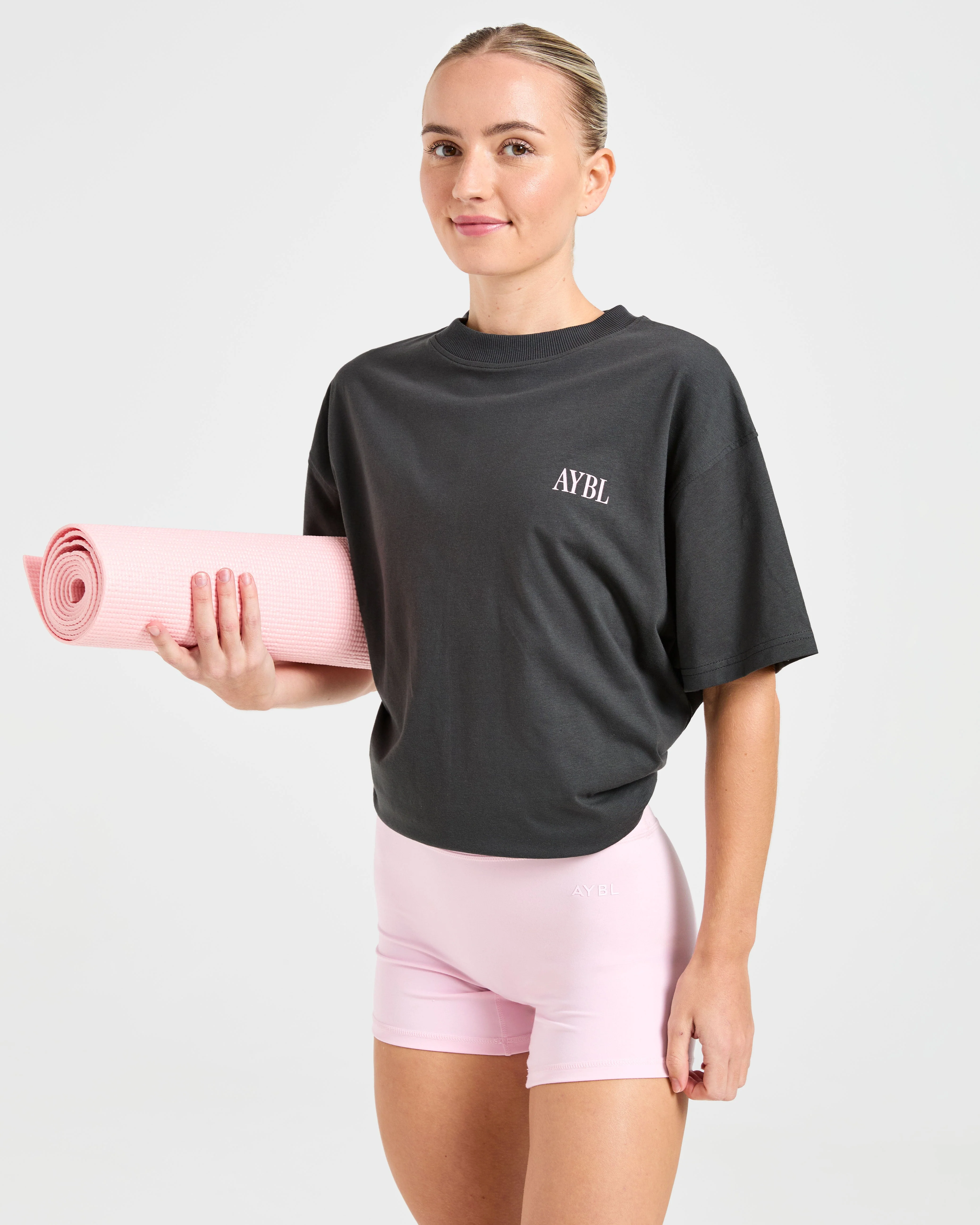 AYBL Strength Studio Oversized T Shirt - Charcoal/Rose - Image 7