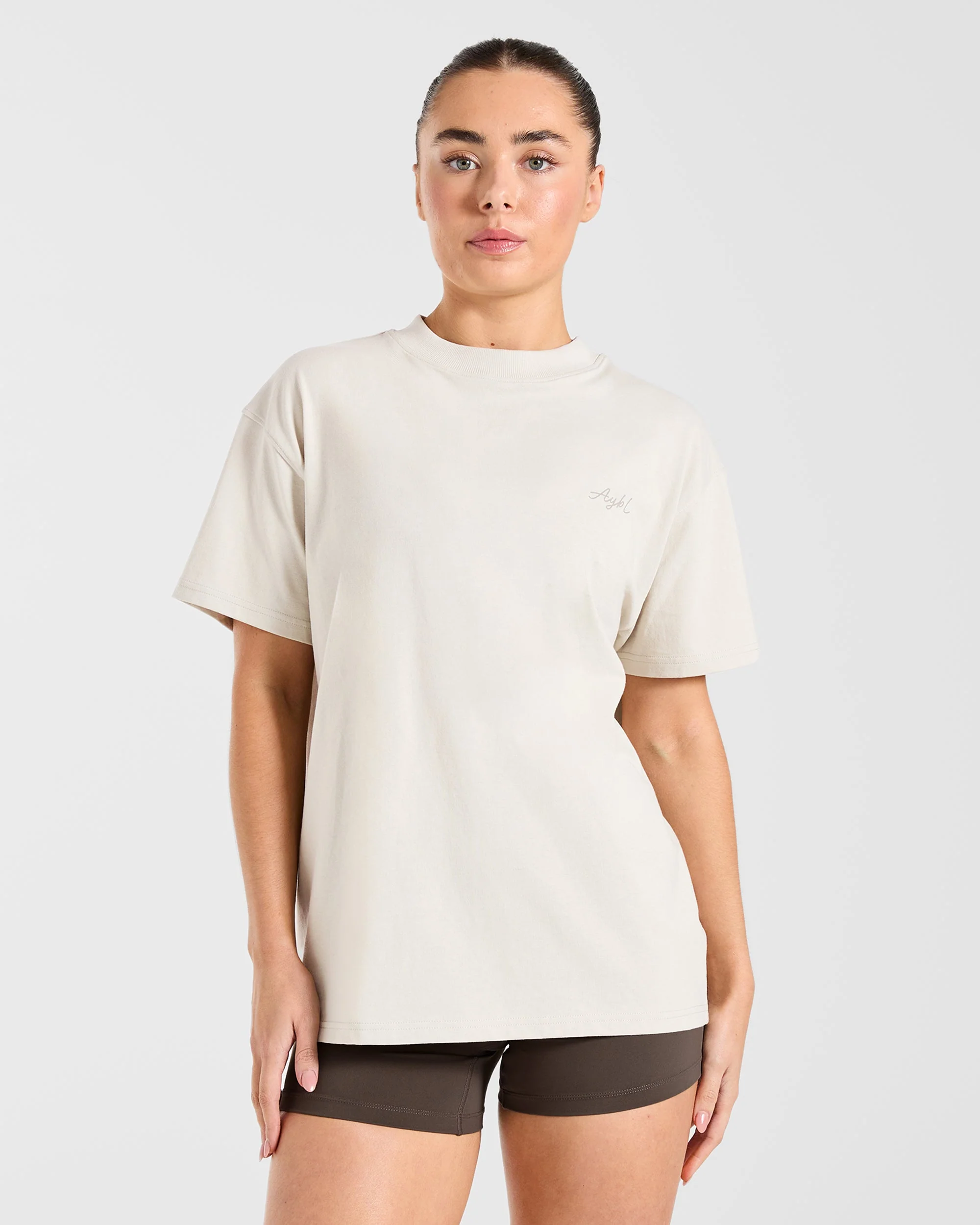 AYBL Studio Oversized T Shirt - Taupe Beige - Image 2