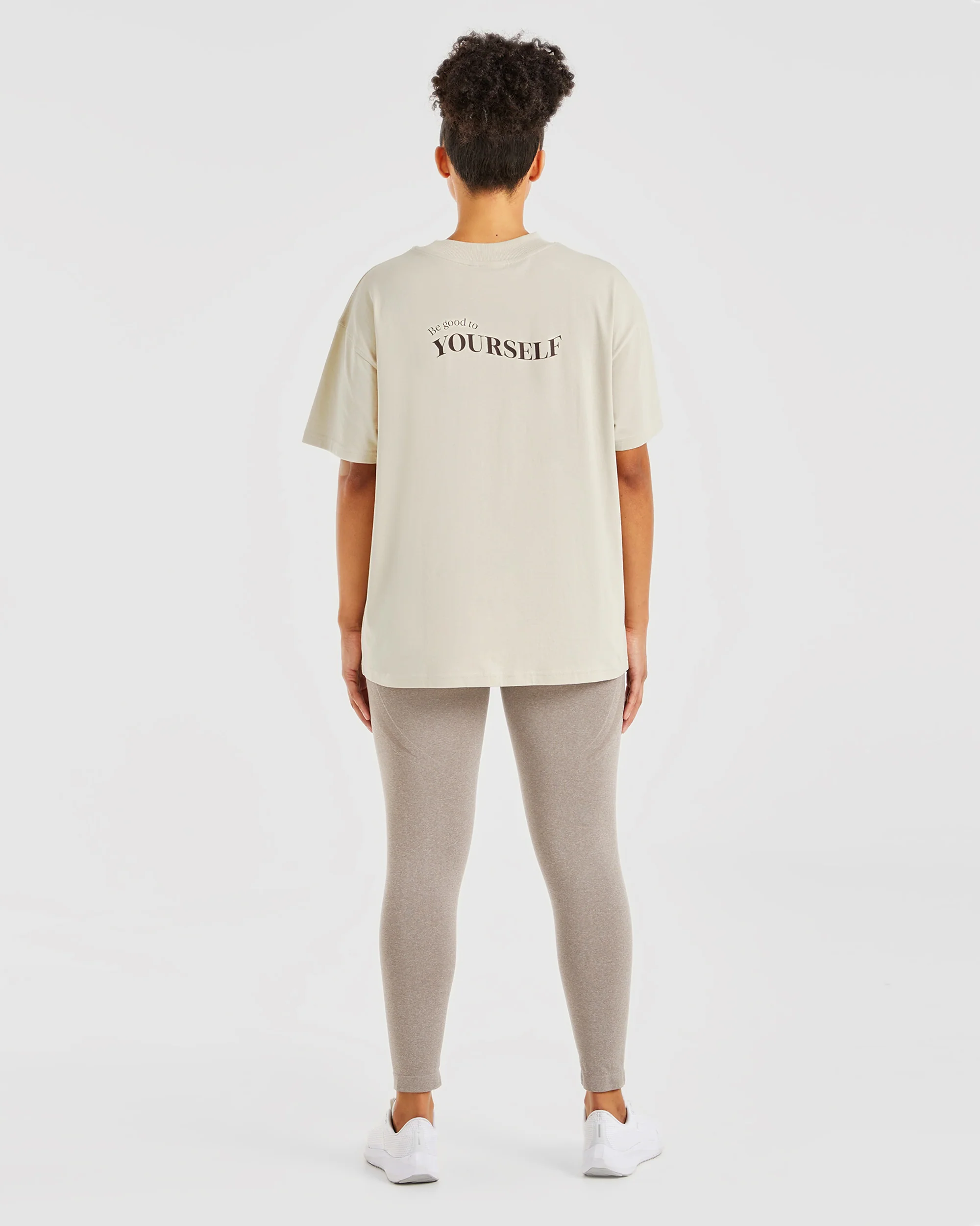 Be Good To Yourself Oversized T Shirt - Beige/Brun - Image 4