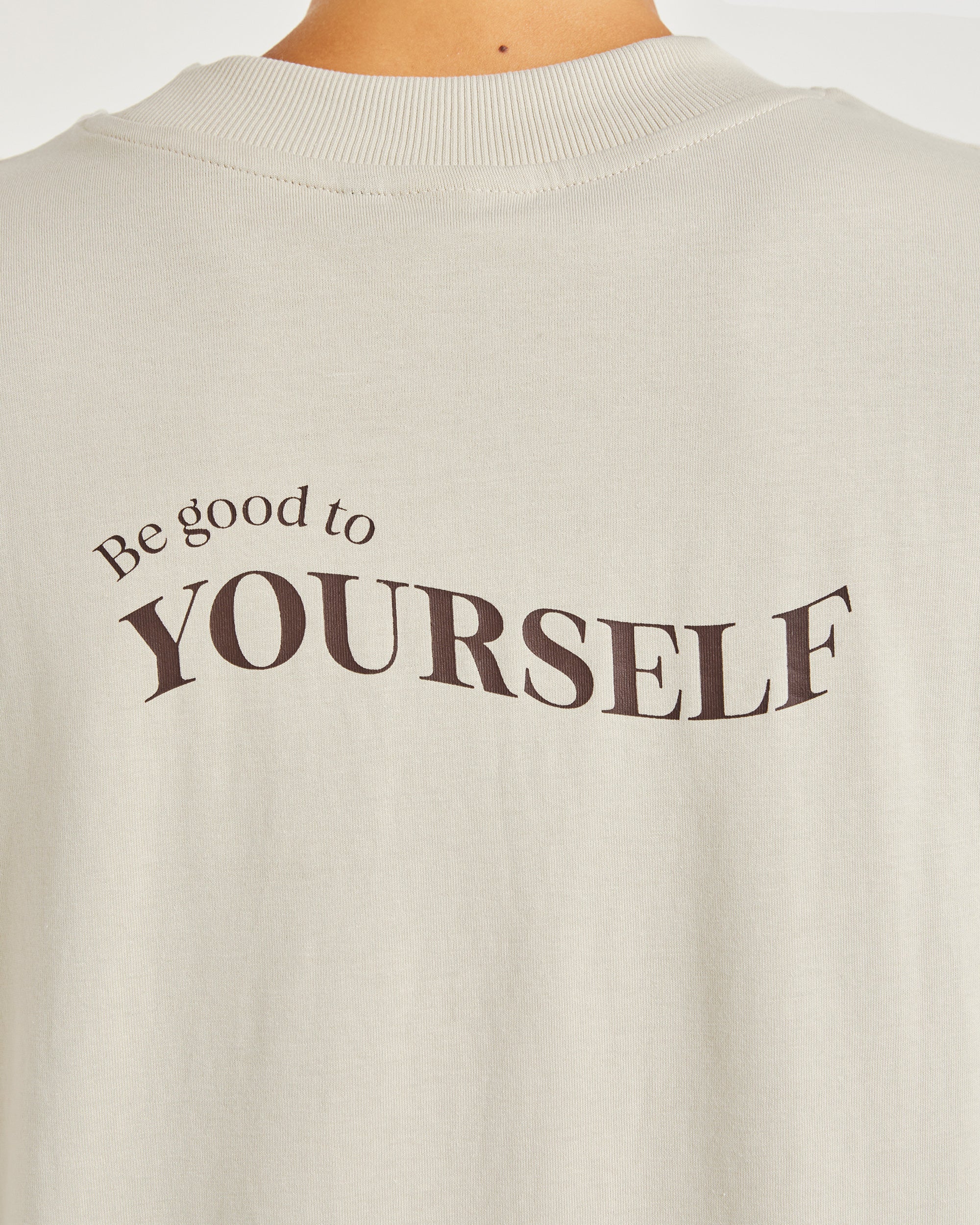 Be Good To Yourself Oversized T Shirt - Beige/Brun - Image 5