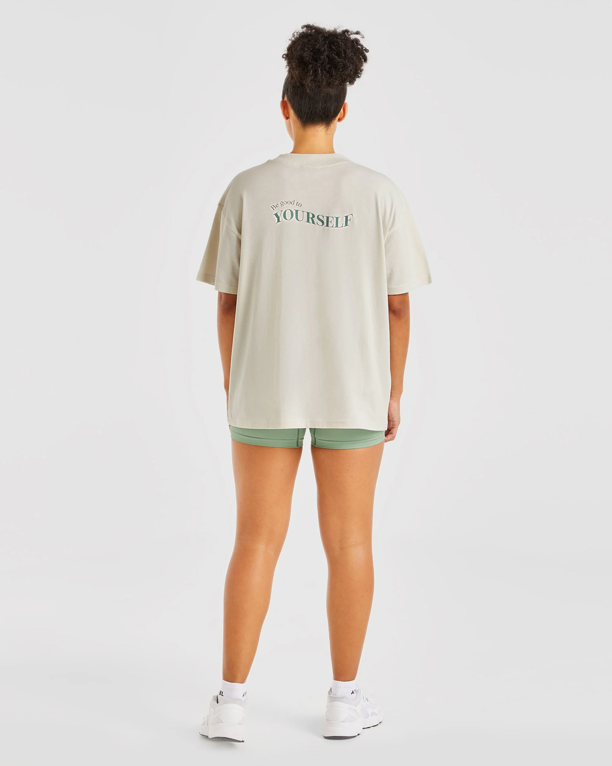 Be Good To Yourself Oversized T Shirt - Off Blanc/Vert - Image 4