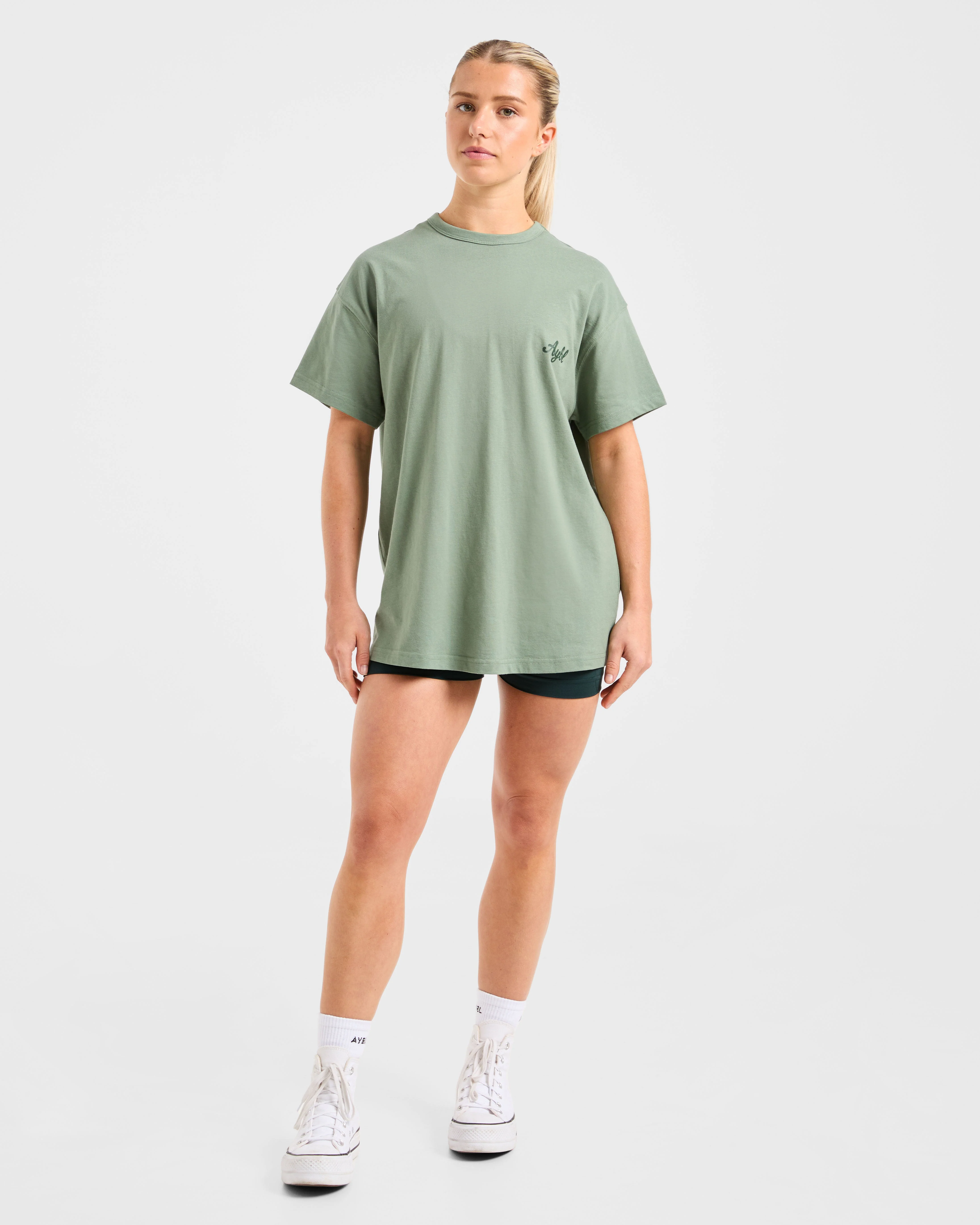 Body Achieve Mind Believe Oversized T Shirt - Vert - Image 3