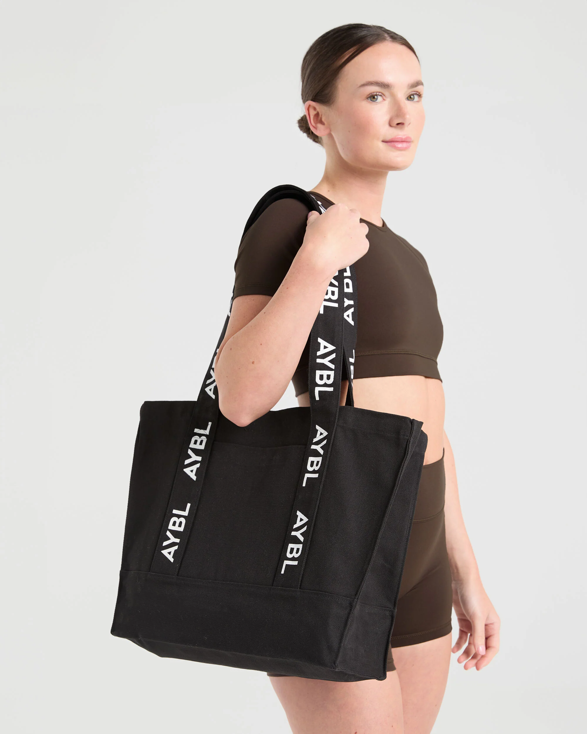 Branded Strap Tote Bag - Black - Image 2