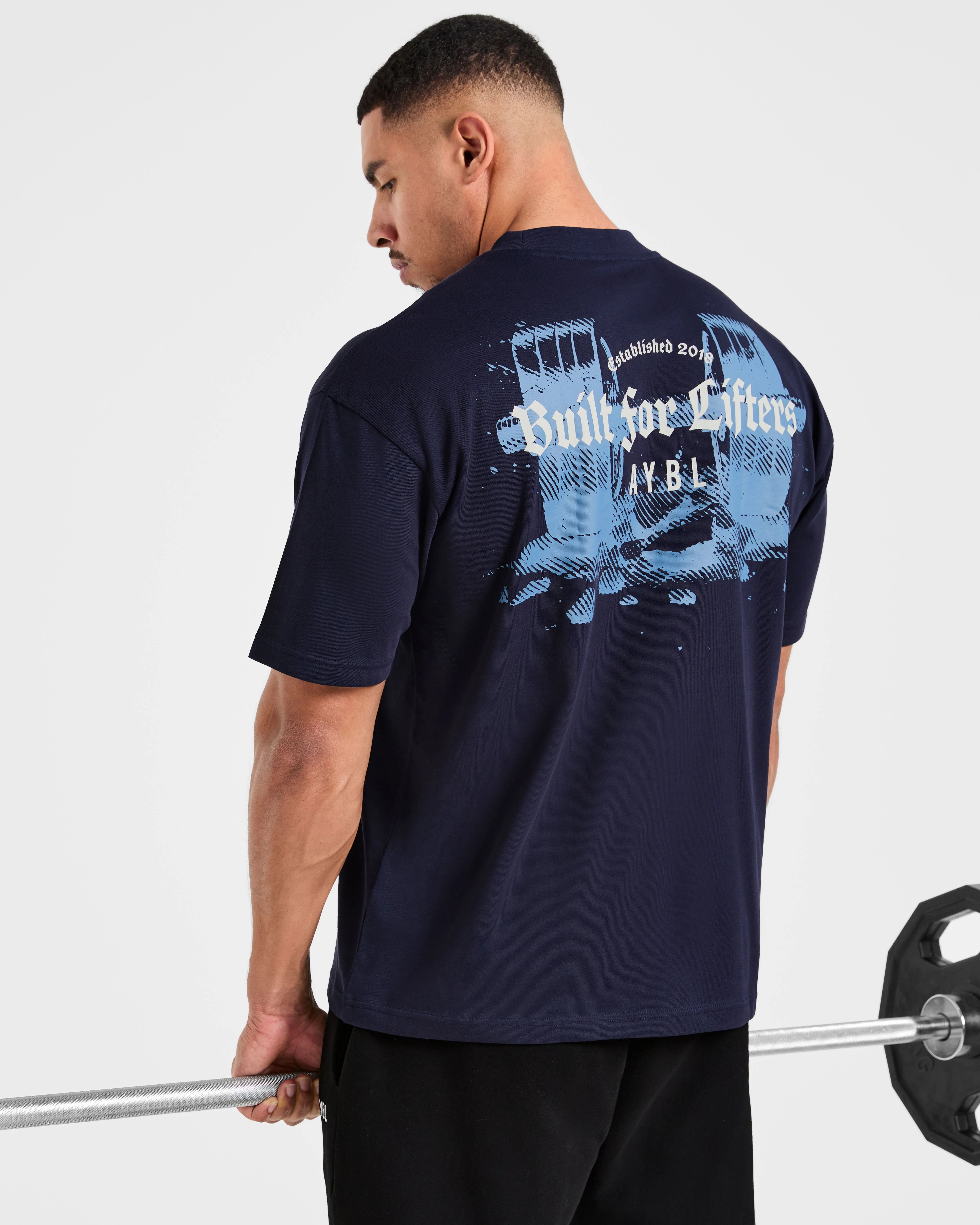 Built for Lifters Oversized T Shirt - Navy - Image 8