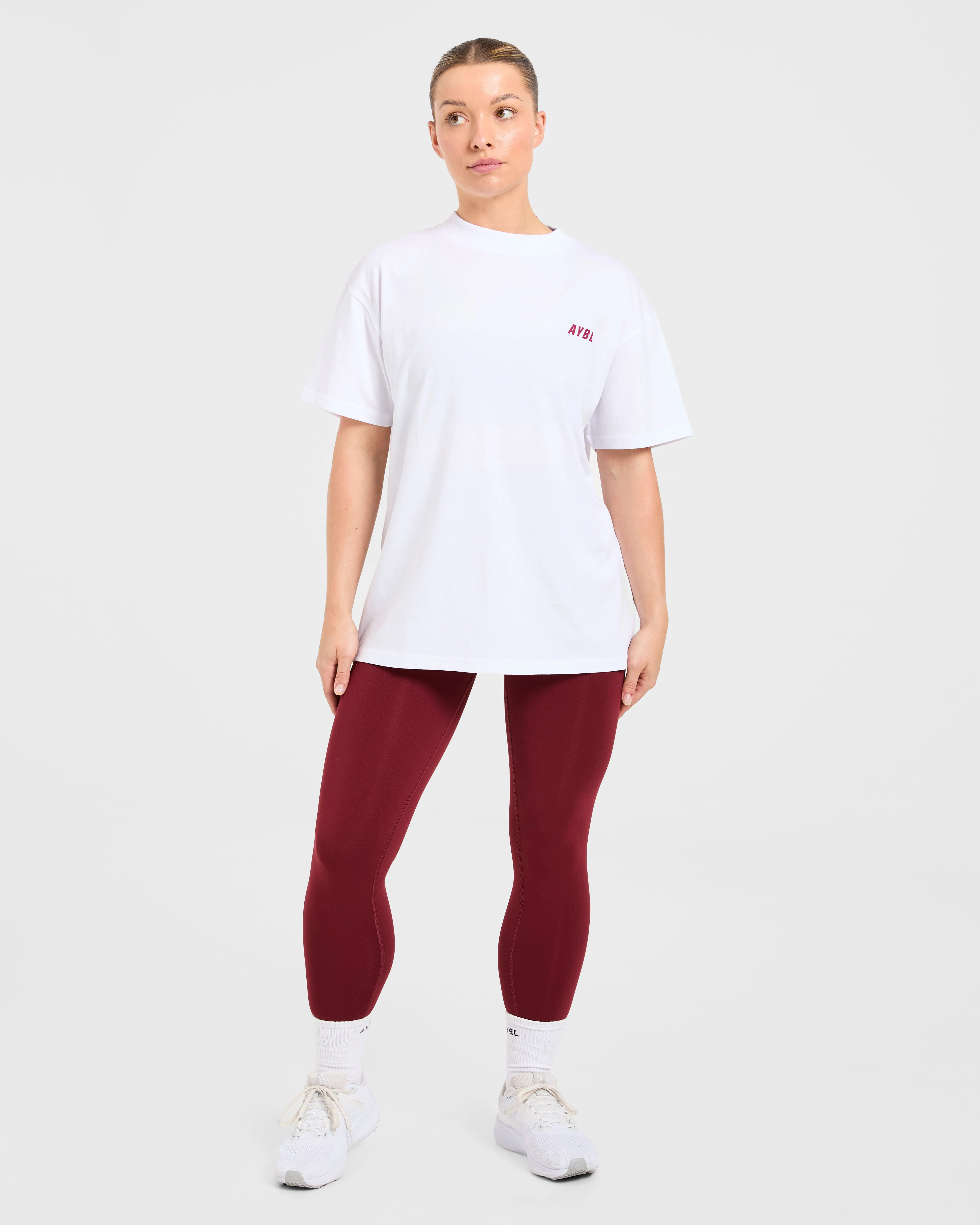 Cardio Club Oversized T Shirt - Blanc/Burgundy - Image 3