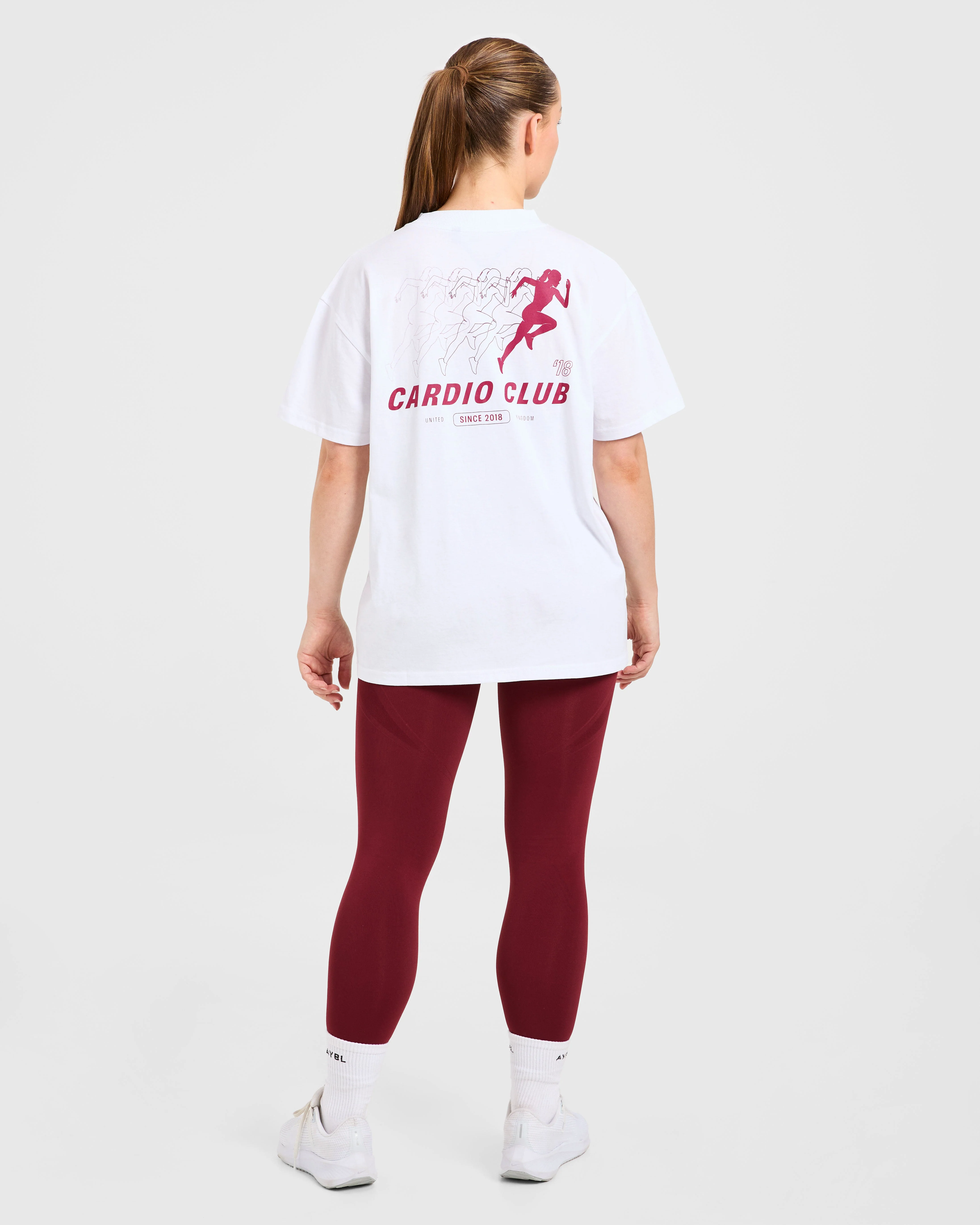 Cardio Club Oversized T Shirt - Blanc/Burgundy - Image 4