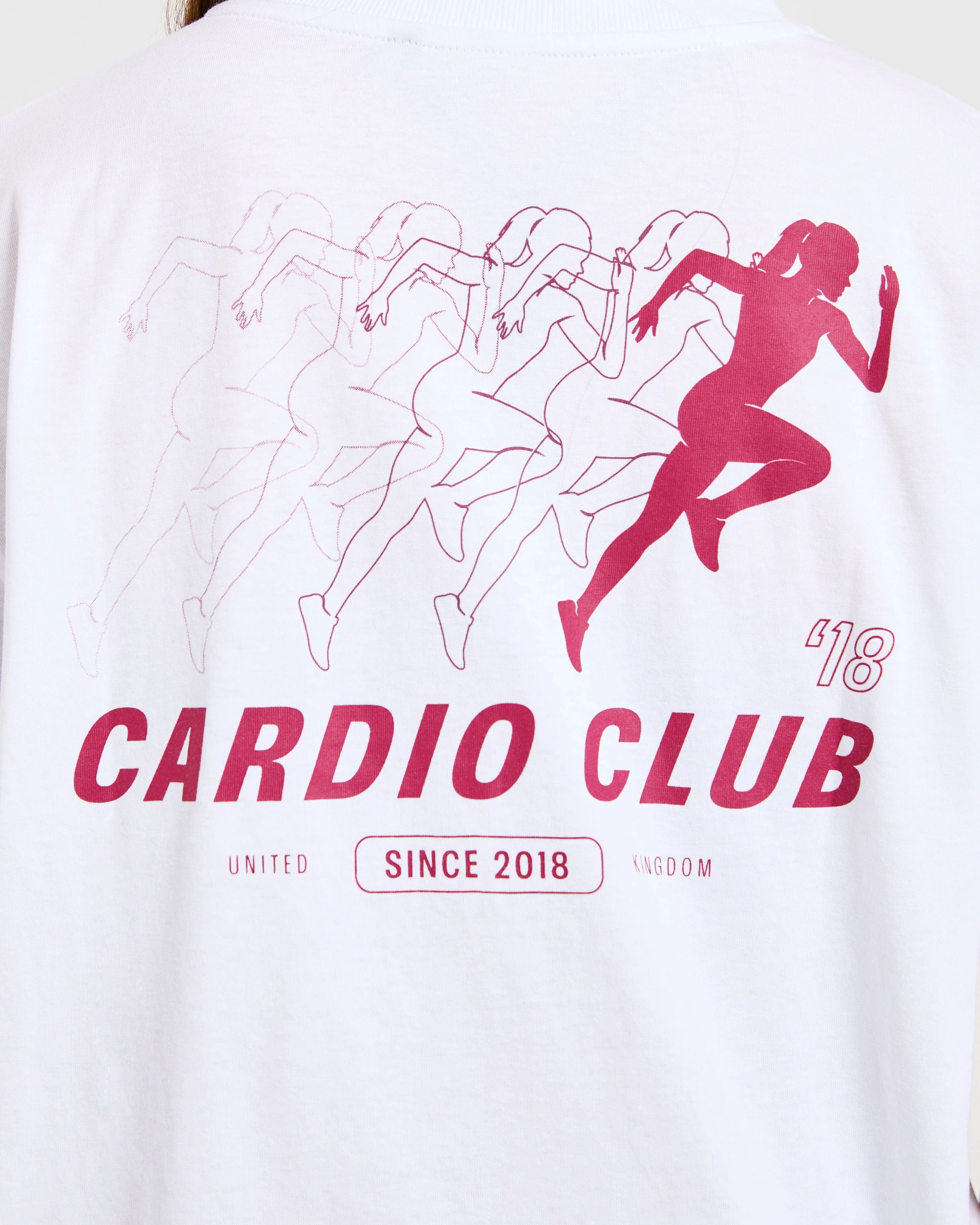 Cardio Club Oversized T Shirt - Blanc/Burgundy - Image 6