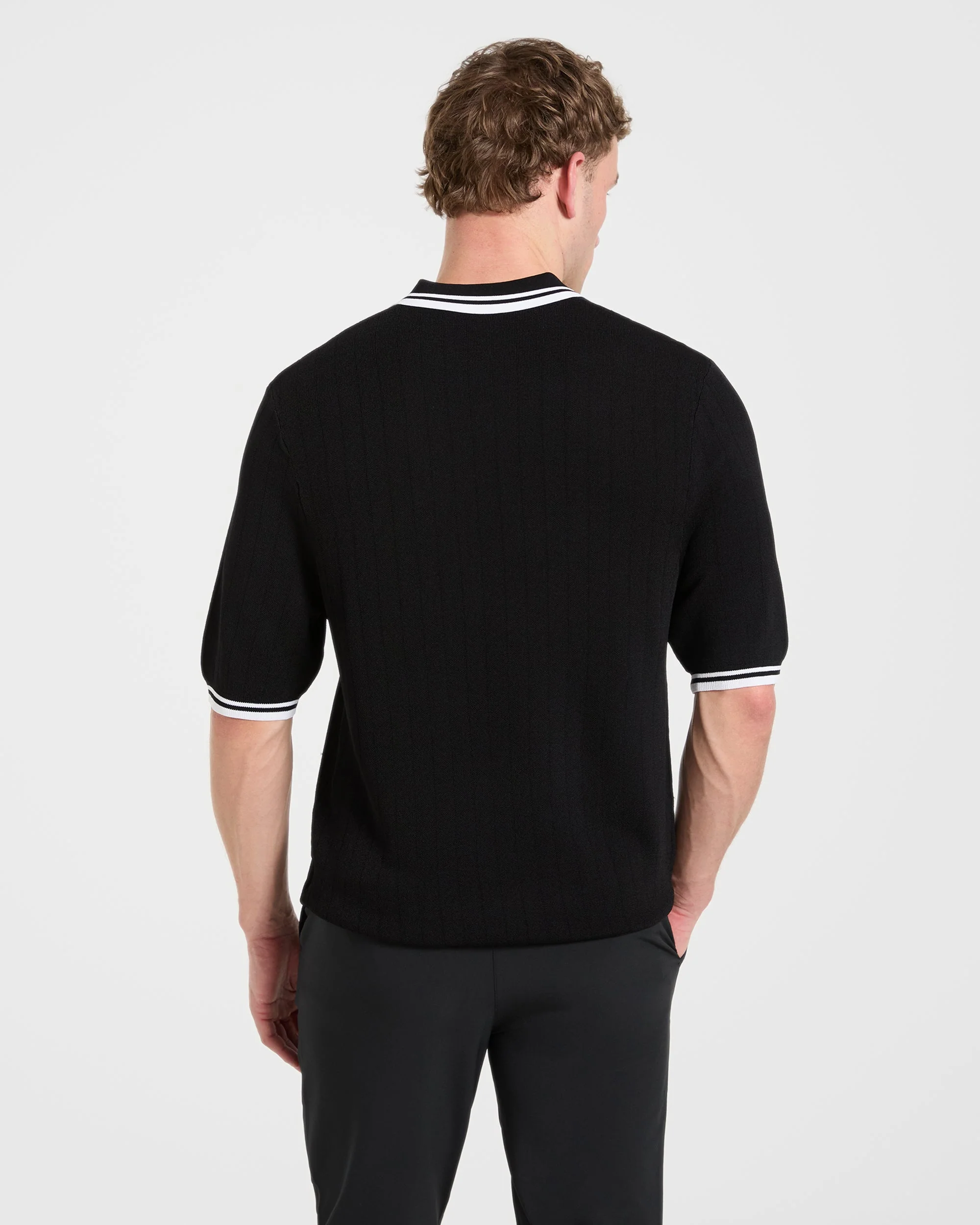 Classic Knitted Polo - Black - Image 2