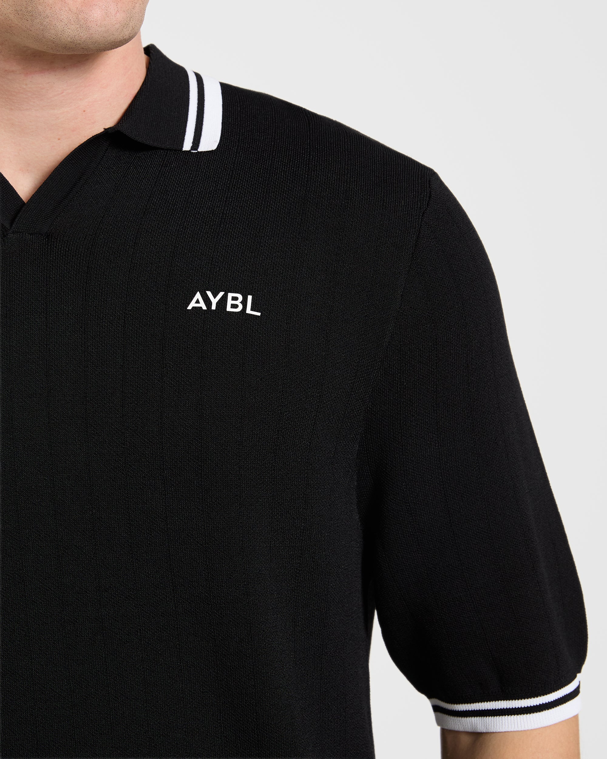 Classic Knitted Polo - Black - Image 5