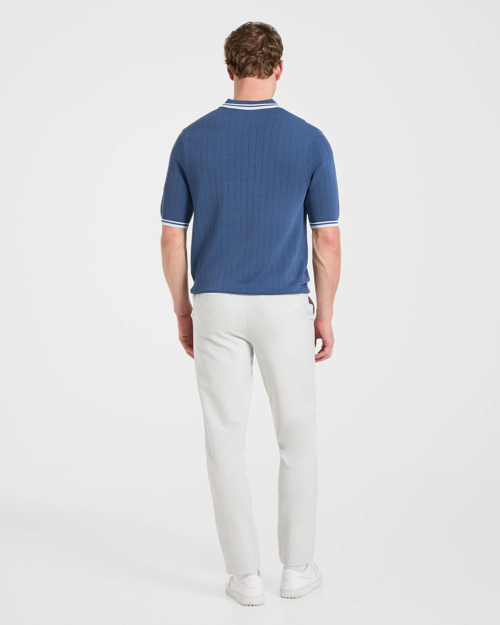 Classic Knitted Polo - Muted Blue - Image 4